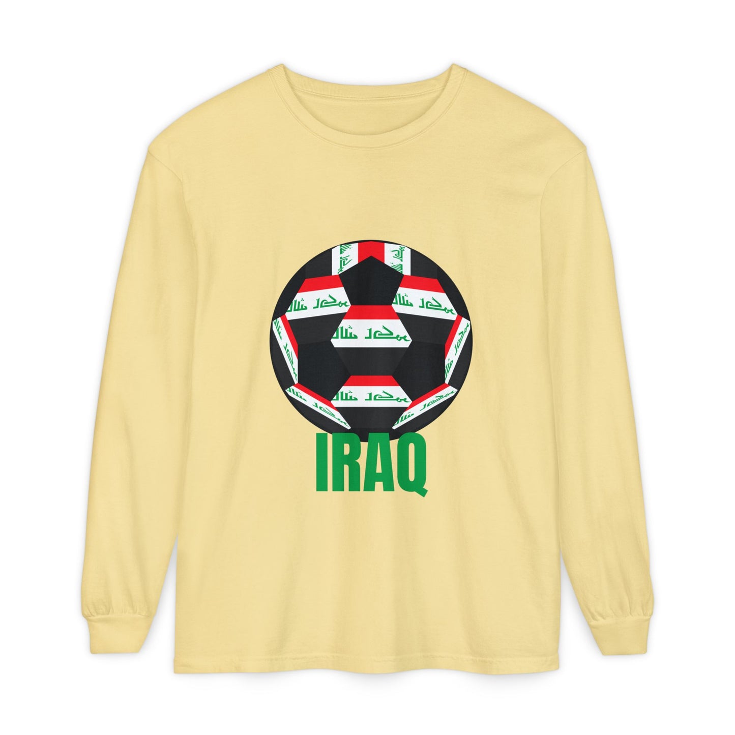 Iraq Fan Specialty Soccer Ball Design Long Sleeve Tee