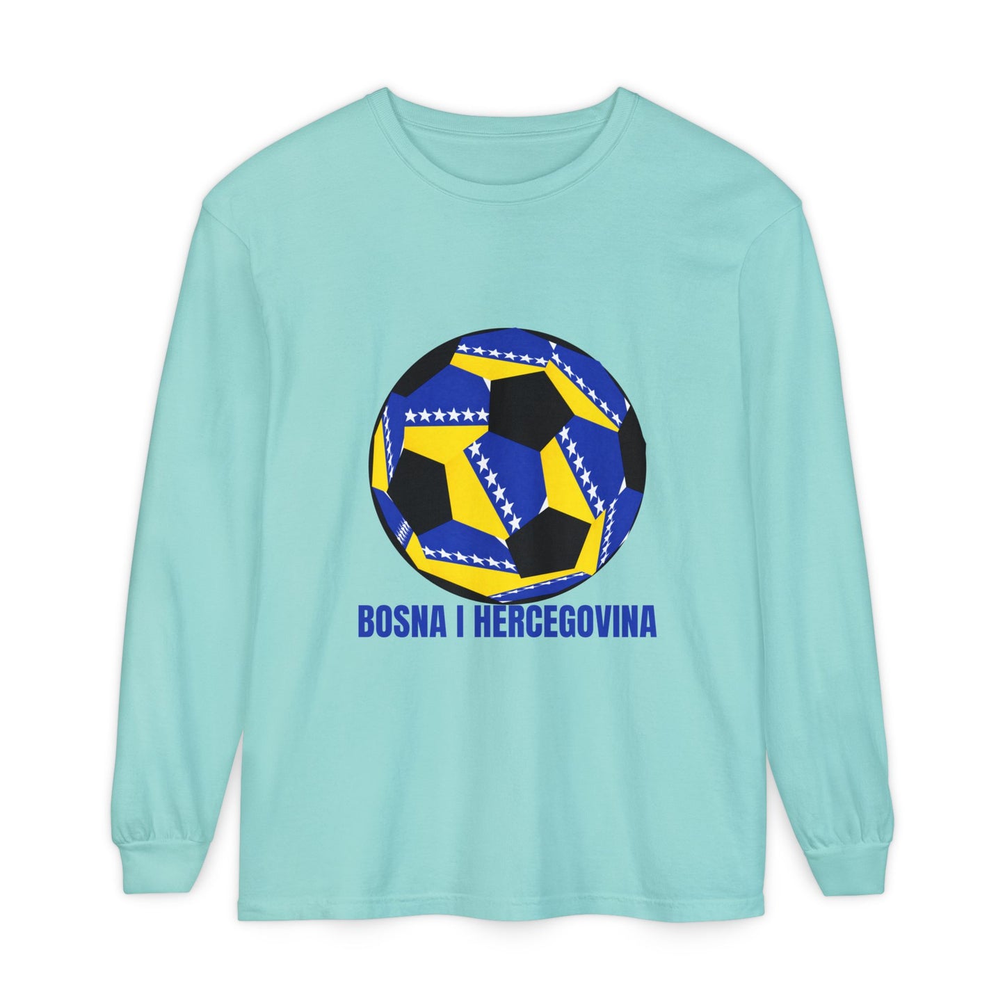 Bosnia Herzegovina Fan Specialty Soccer Ball Design Long Sleeve Tee
