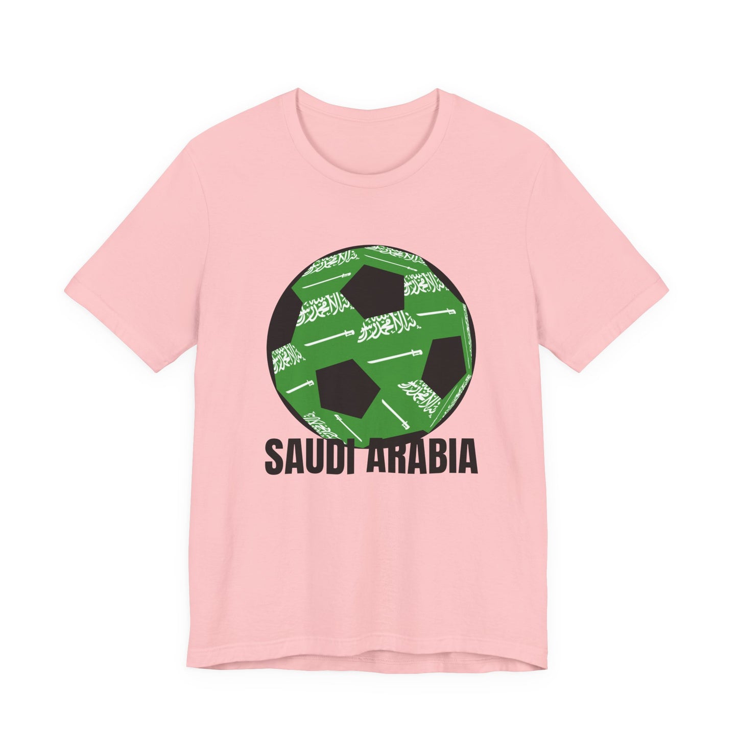 Saudi Arabia Fan Specialty Soccer Ball Design T Shirt Black Text