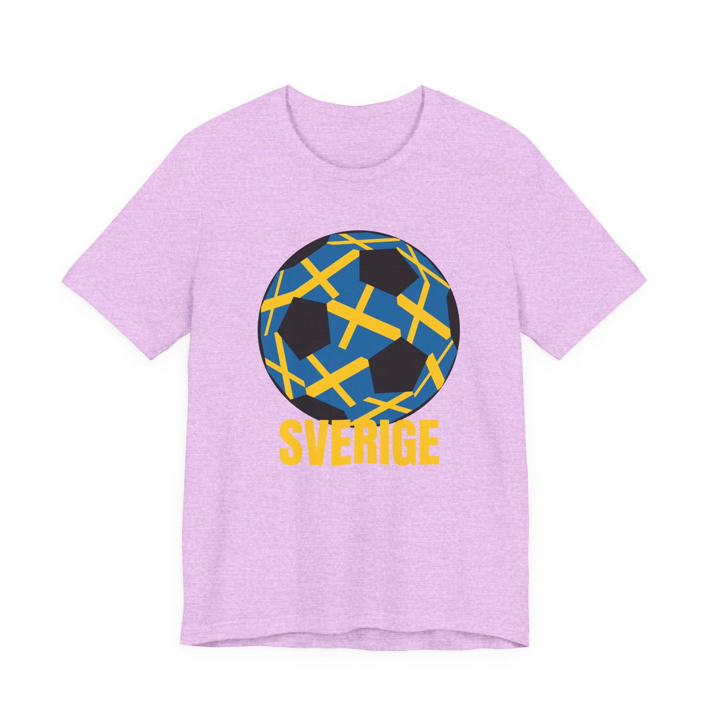 Sverige Fan Specialty Soccer Ball Design T Shirt Gold Text