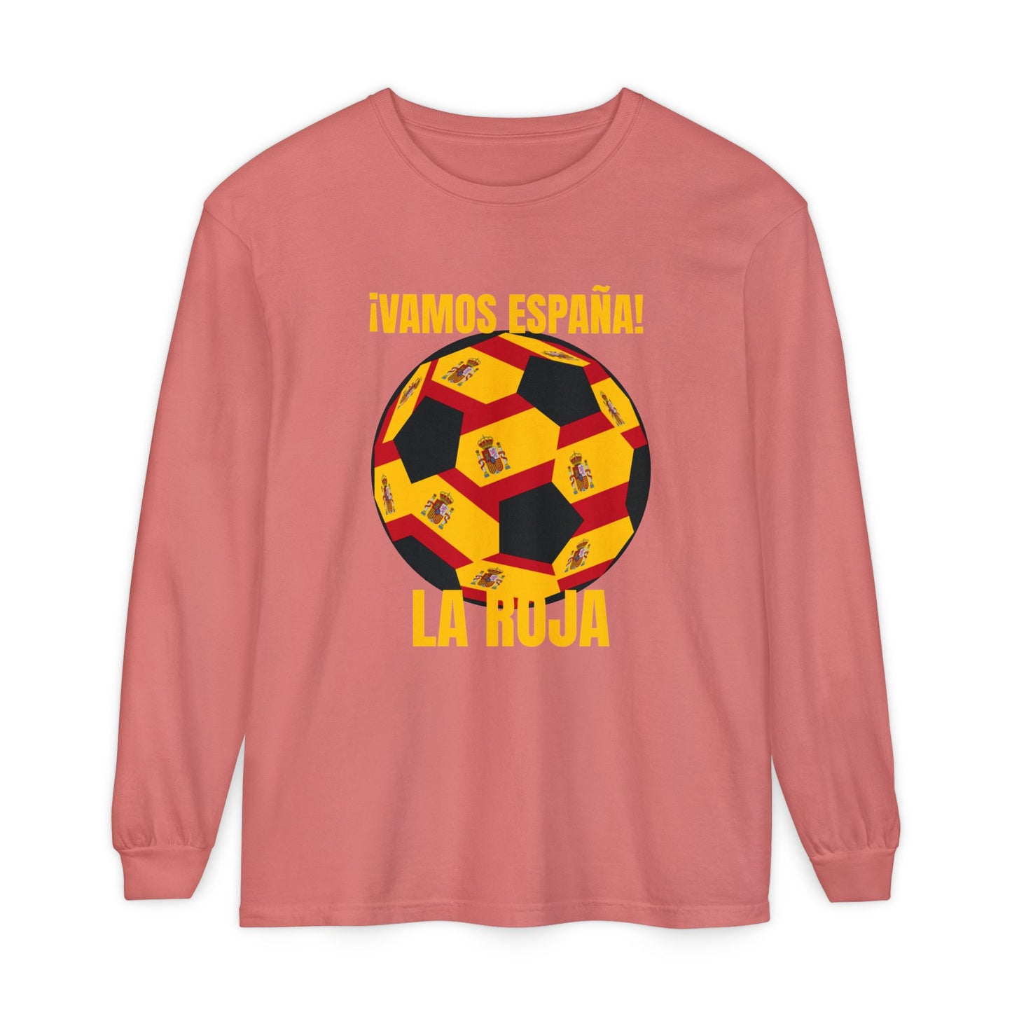 La Roja Soccer Long Sleeve Tee — ¡Vamos España! Gold Text