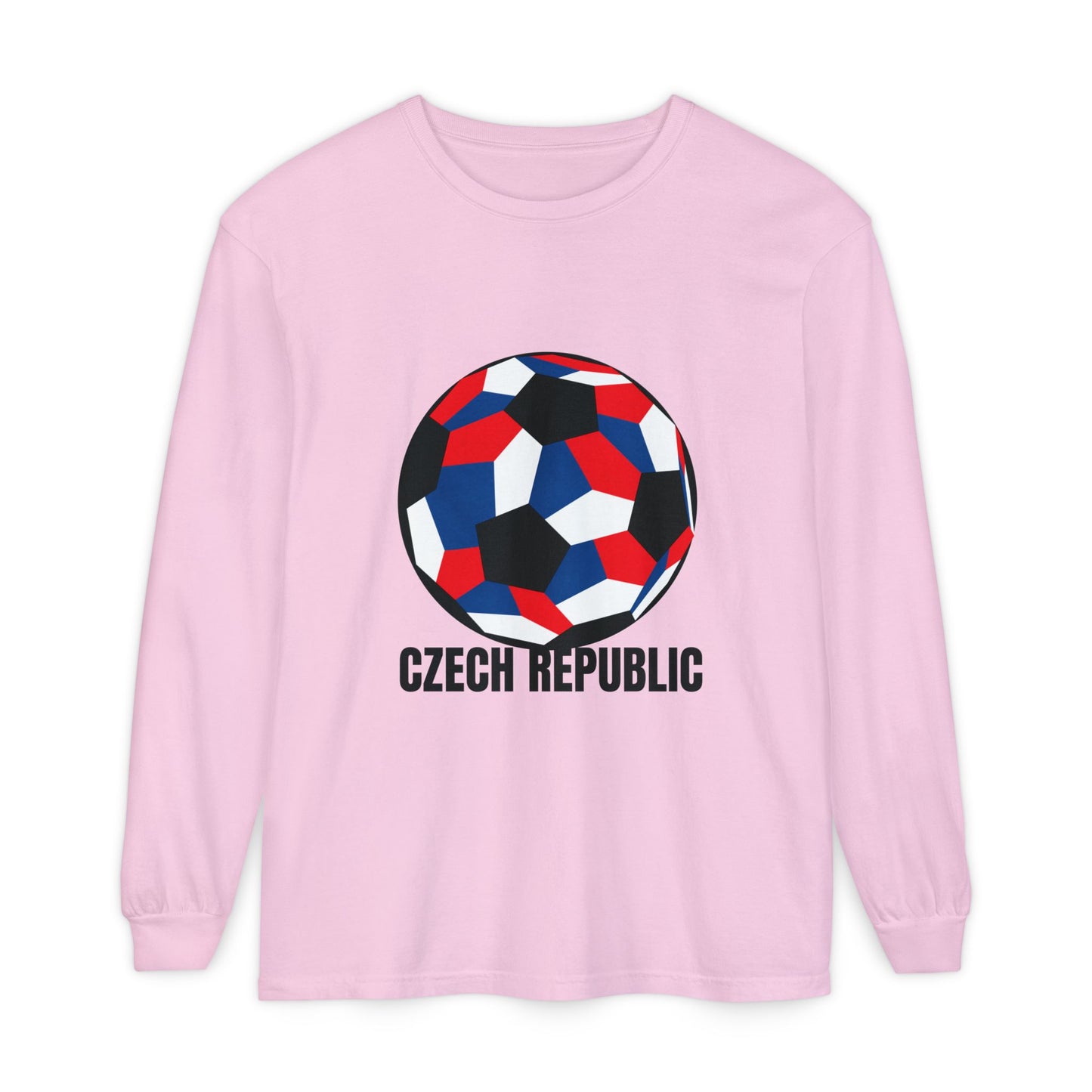 Czech Republic Fan Specialty Soccer Ball Design Long Sleeve Tee
