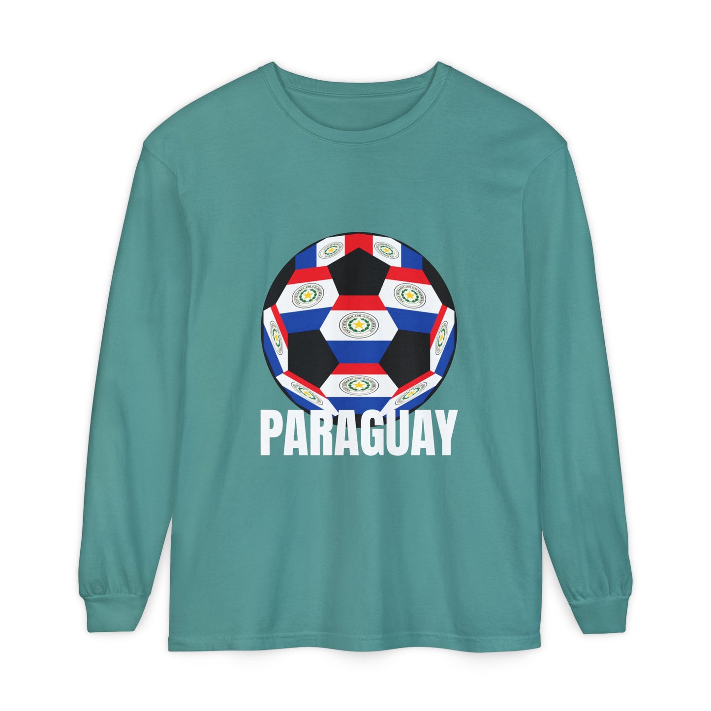 Paraguay Fan Specialty Soccer Ball Design Long Sleeve Tee