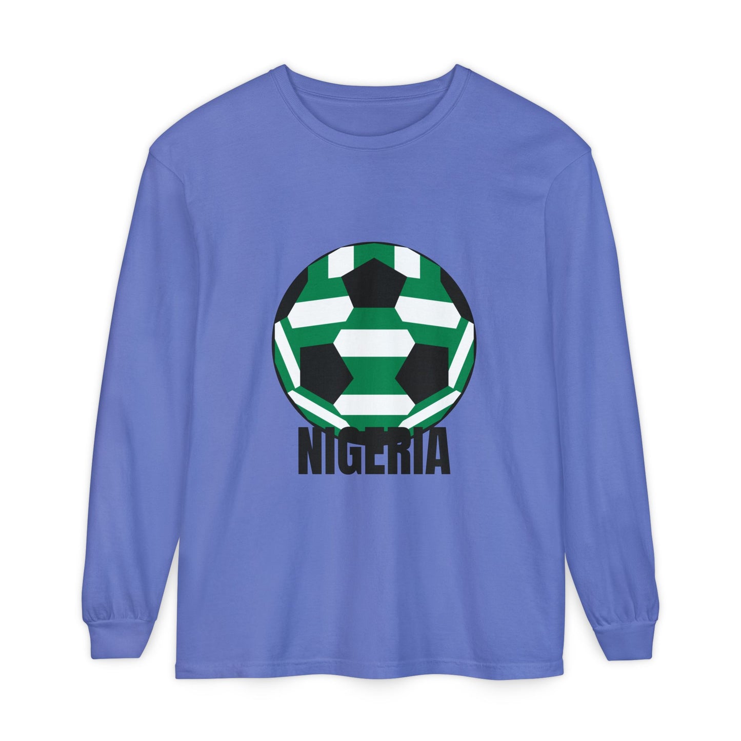 Nigeria Fan Specialty Soccer Ball Design Long Sleeve Shirt