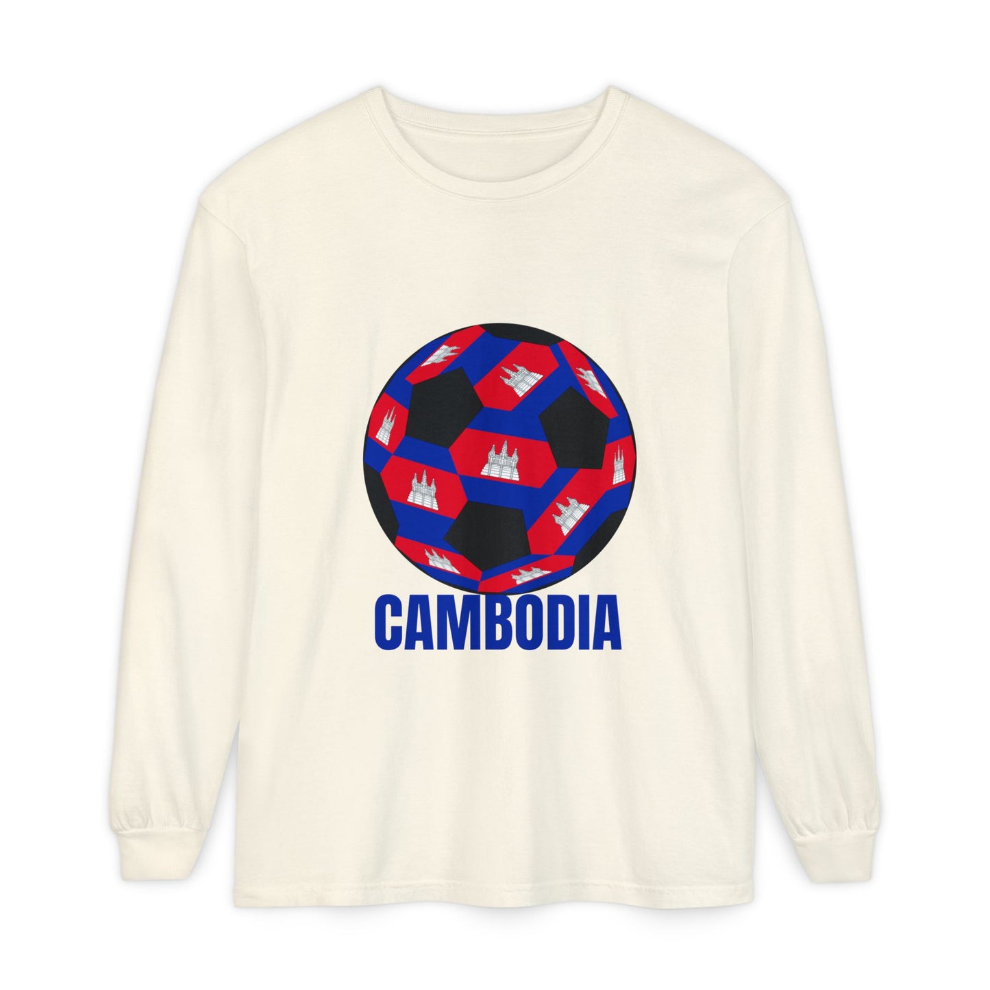 Cambodia Fan Specialty Soccer Ball Design Long Sleeve Tee