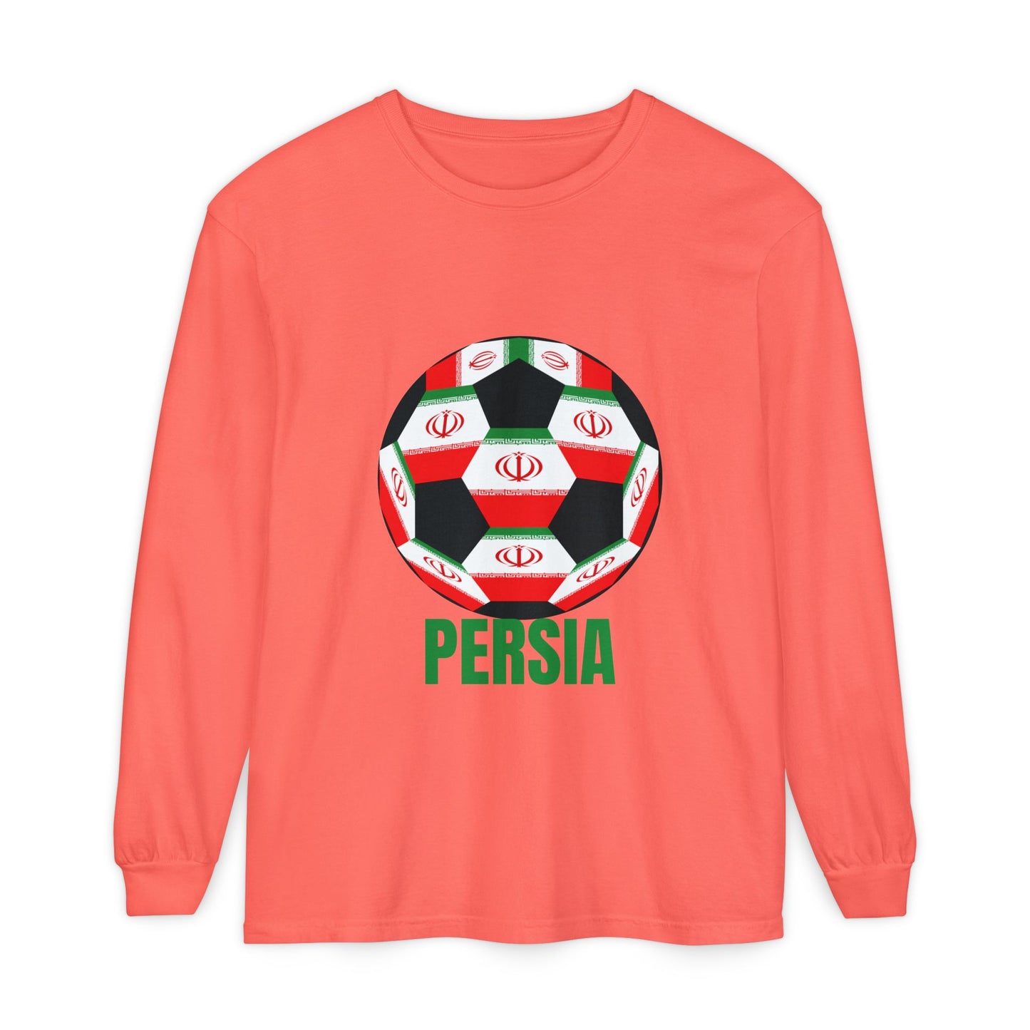Persia Fan Specialty Soccer Ball Design Long Sleeve Tee