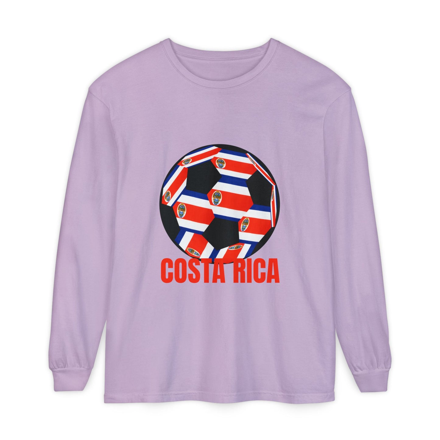 Costa Rica Fan Specialty Soccer Ball Design Long Sleeve Tee