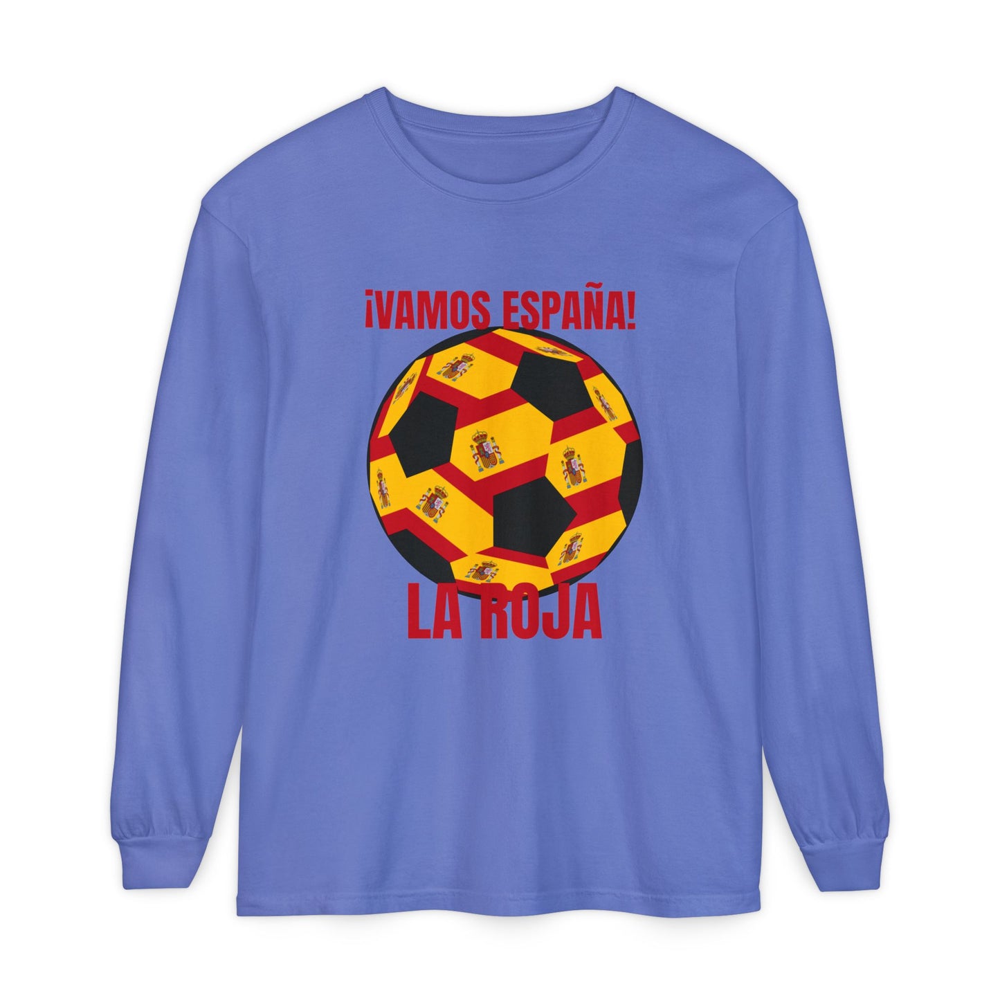 La Roja Soccer Long Sleeve Tee — "¡Vamos España!" Spanish  Fan Shirt Red Text