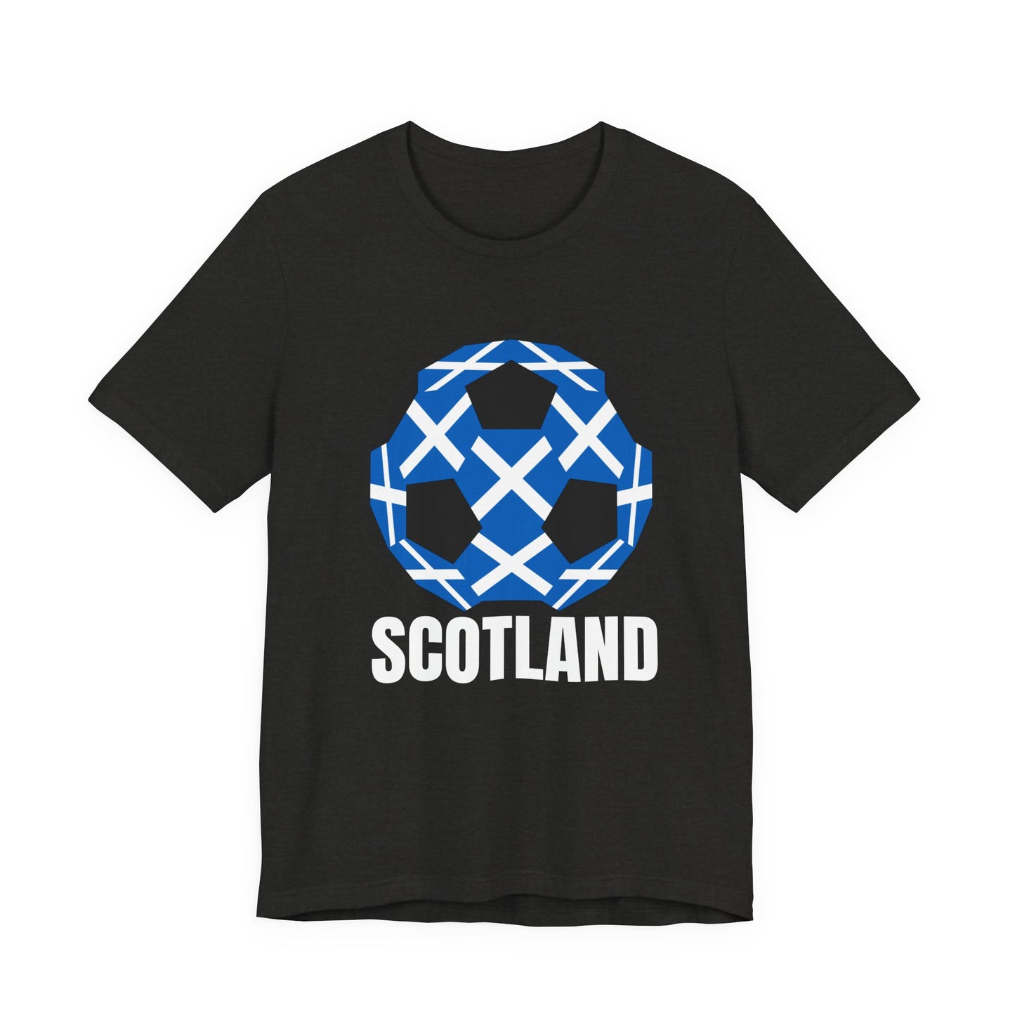 Scotland Fan Specialty Soccer Ball Design T Shirt White Text