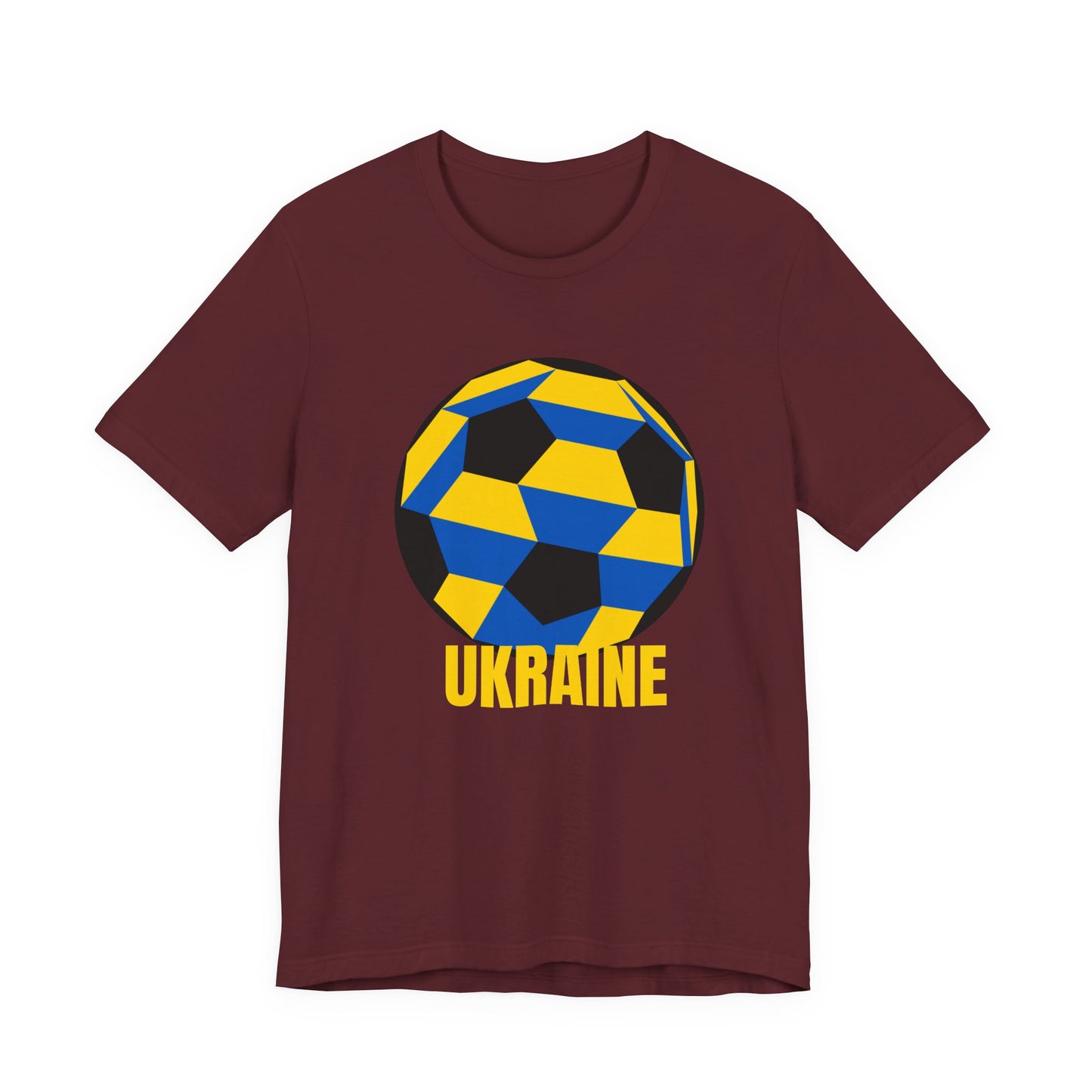 Ukraine Fan Specialty Soccer Ball Design T Shirt Yellow Text