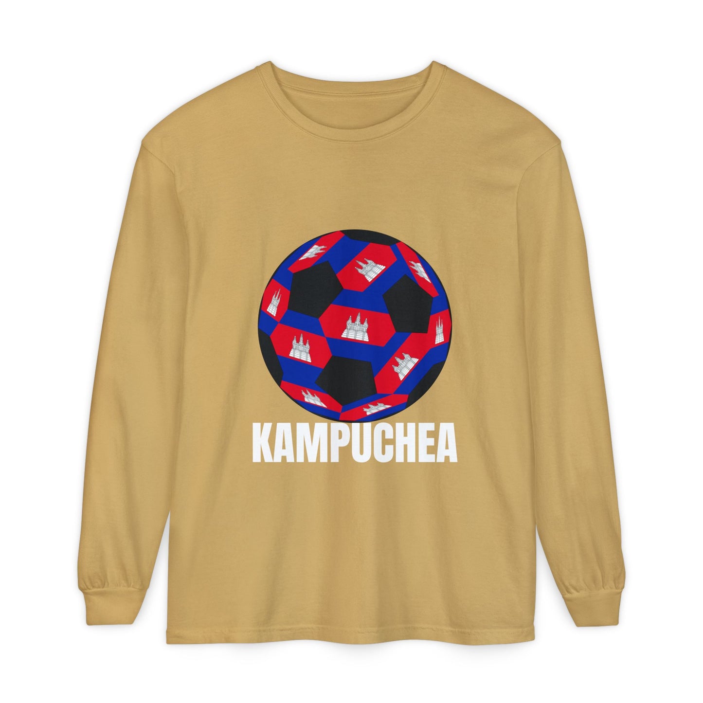 Kampuchea Fan Specialty Soccer Ball Design Long Sleeve Tee