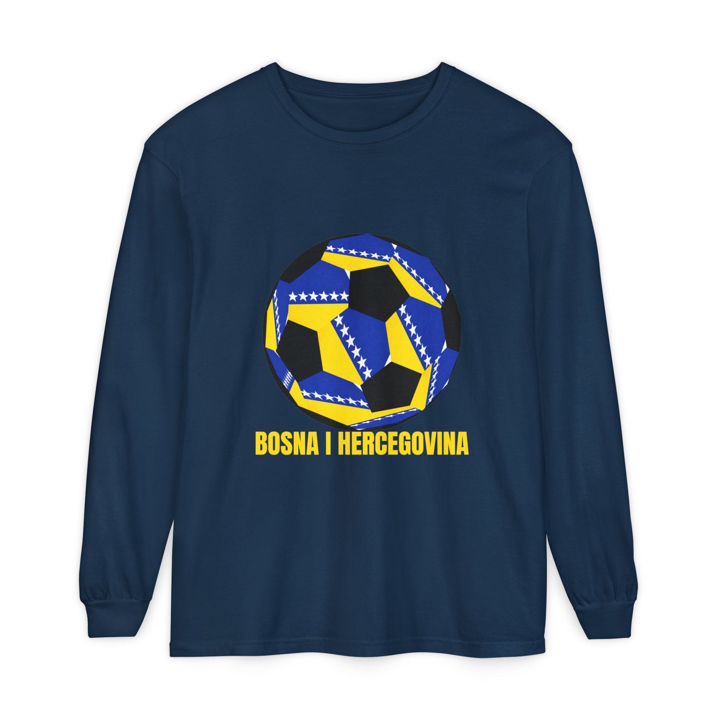 Bosnia Herzegovina Fan Specialty Soccer Ball Design  Long Sleeve Tee