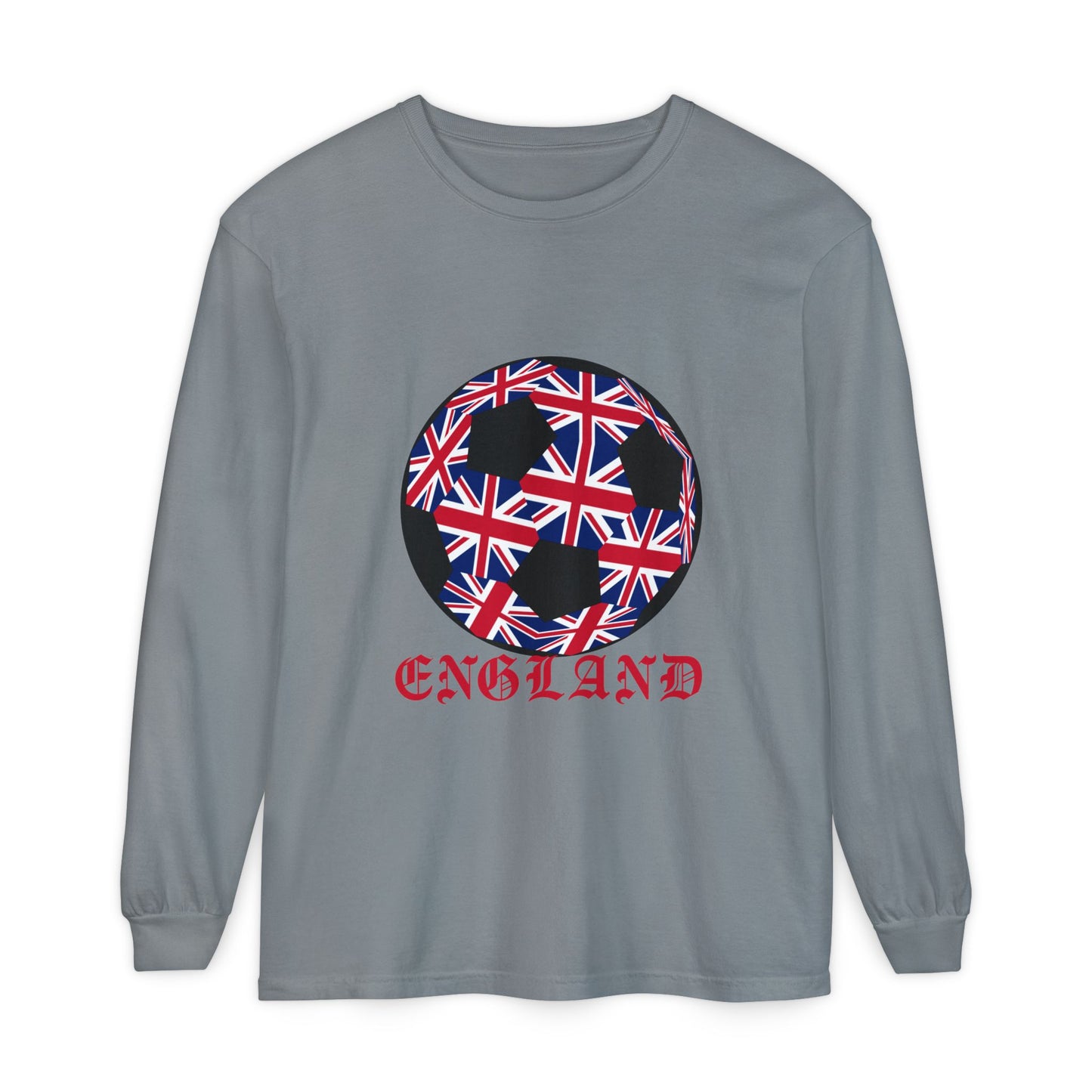 Old English Style Specialty Soccer Ball Design Long Sleeve Tee