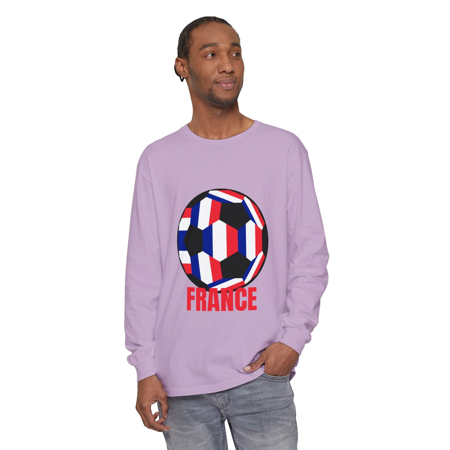 France Fan Specialty Soccer Ball Design Long Sleeve Tee