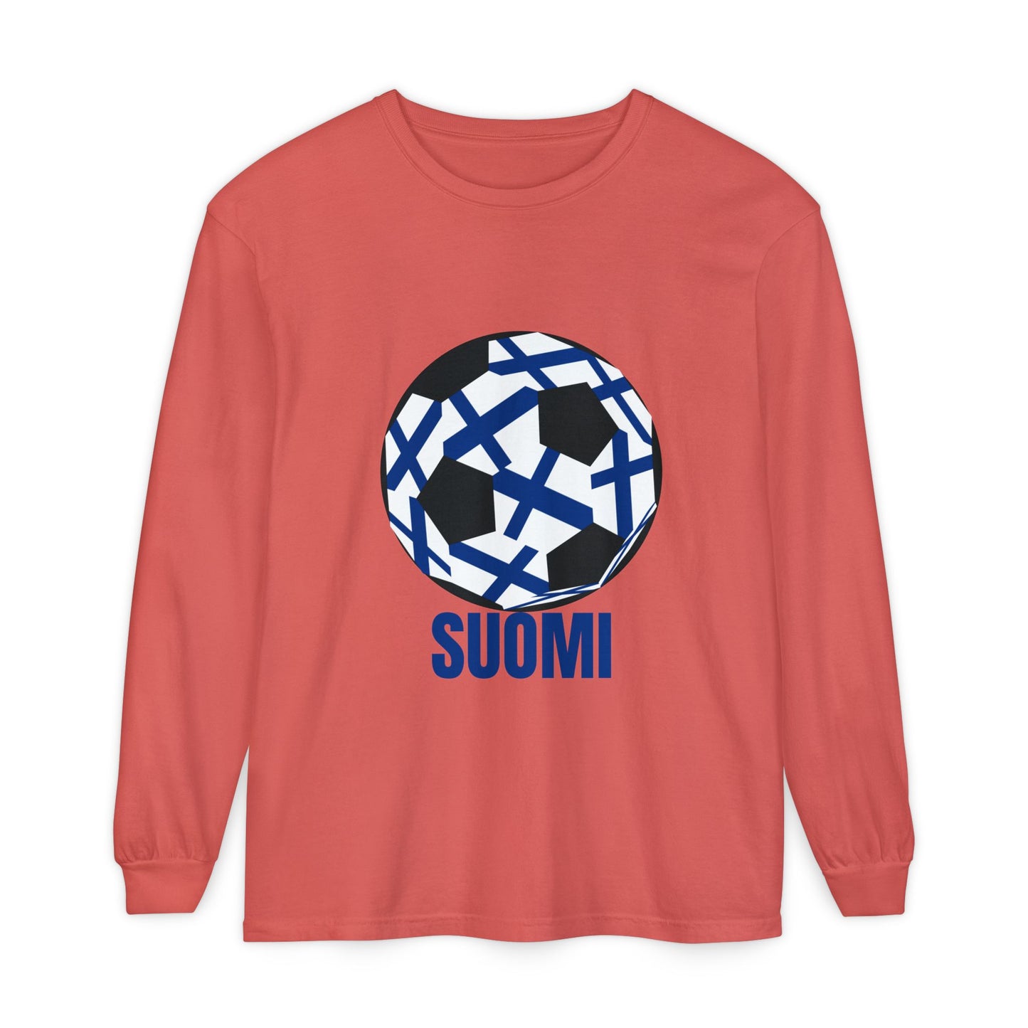 Suomi Fan Specialty Soccer Ball Design Long Sleeve Tee