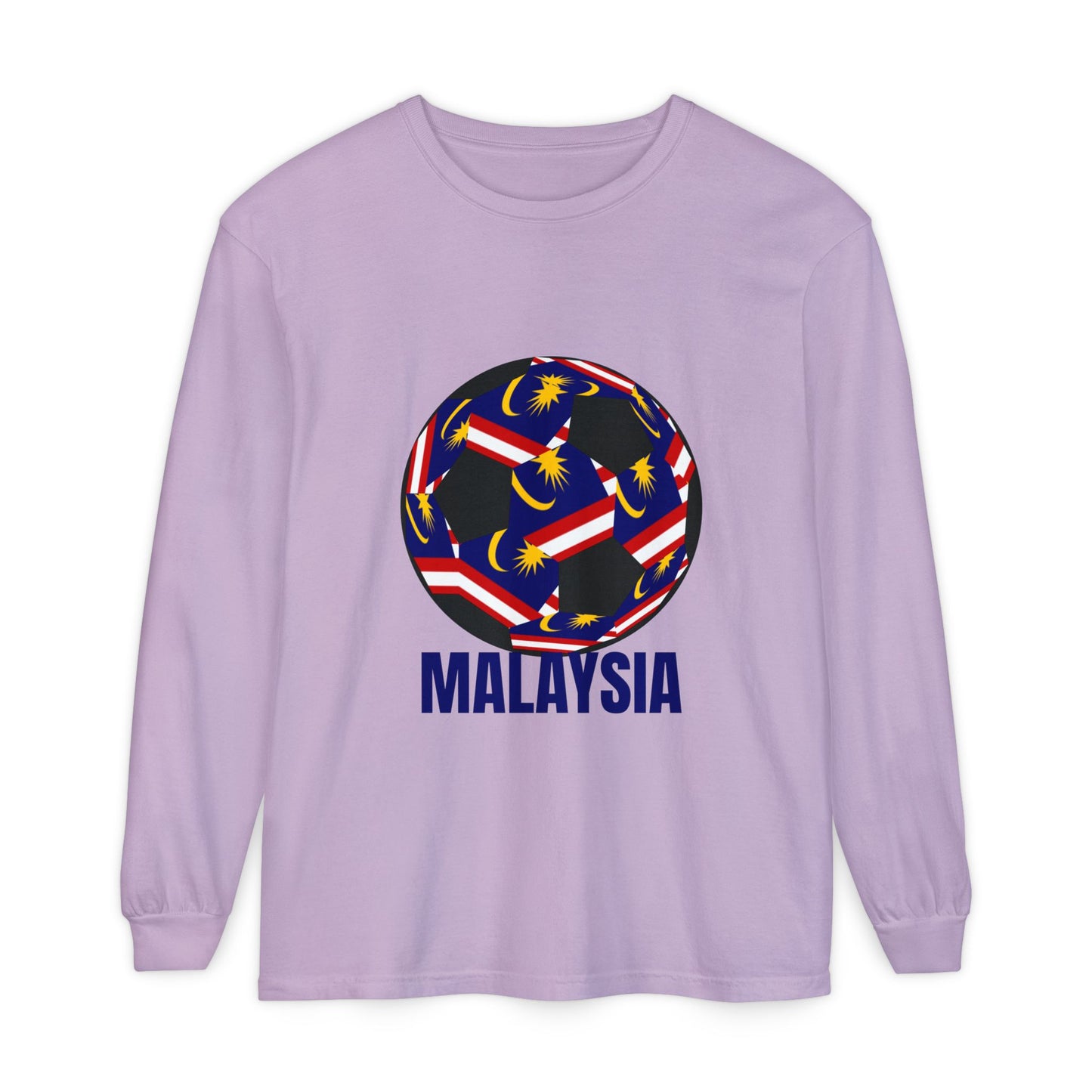 Malaysia Fan Specialty Soccer Ball Design Long Sleeve Tee