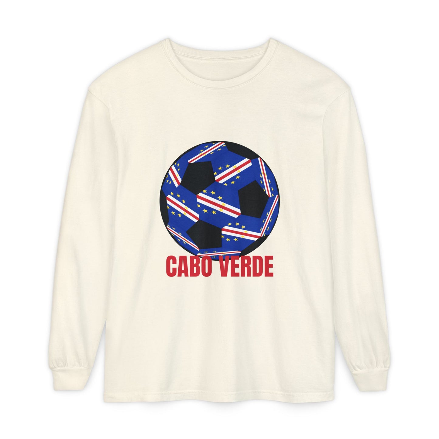 Cabo Verde Fan Specialty Soccer Ball Design Long Sleeve Tee
