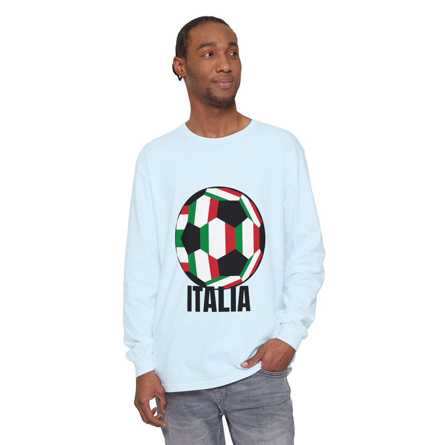 Italia Fan Specialty Soccer Ball Design Long Sleeve Tee