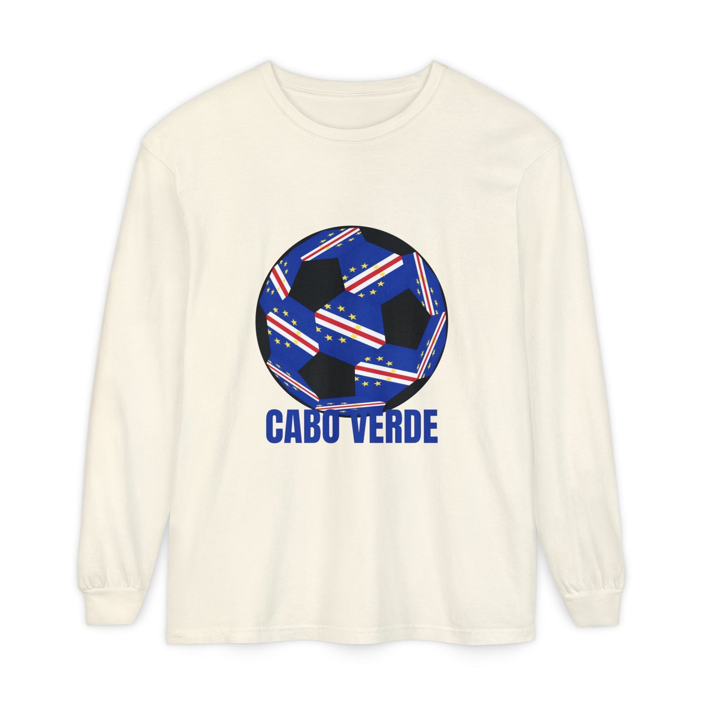 Cabo Verde Fan Specialty Soccer Ball Design Ball Long Sleeve Tee