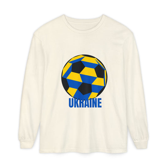 Ukraine Fan Specialty Soccer Ball Design  Long Sleeve Tee