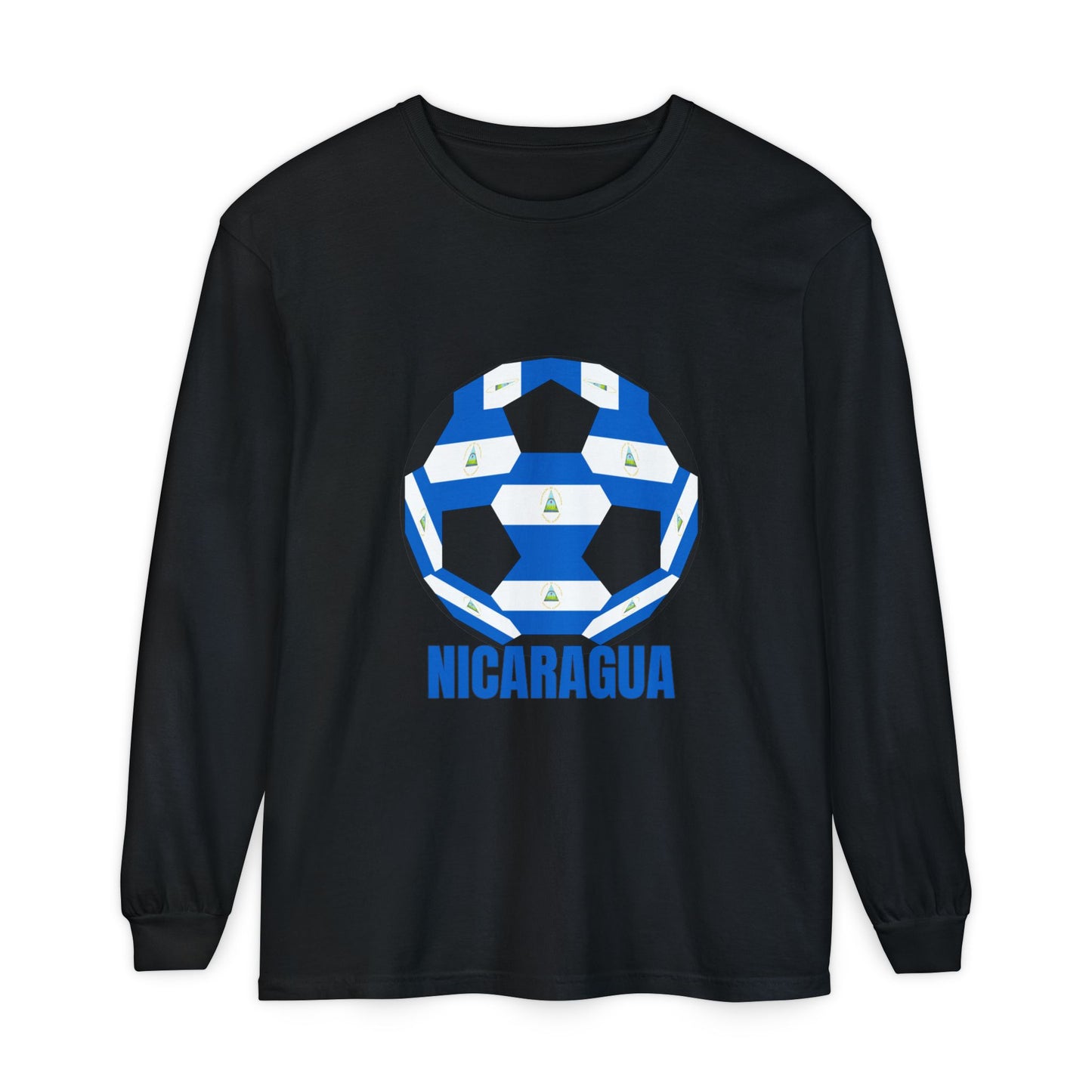 Nicaragua Fan Specialty Soccer Ball Design Long Sleeve Shirt