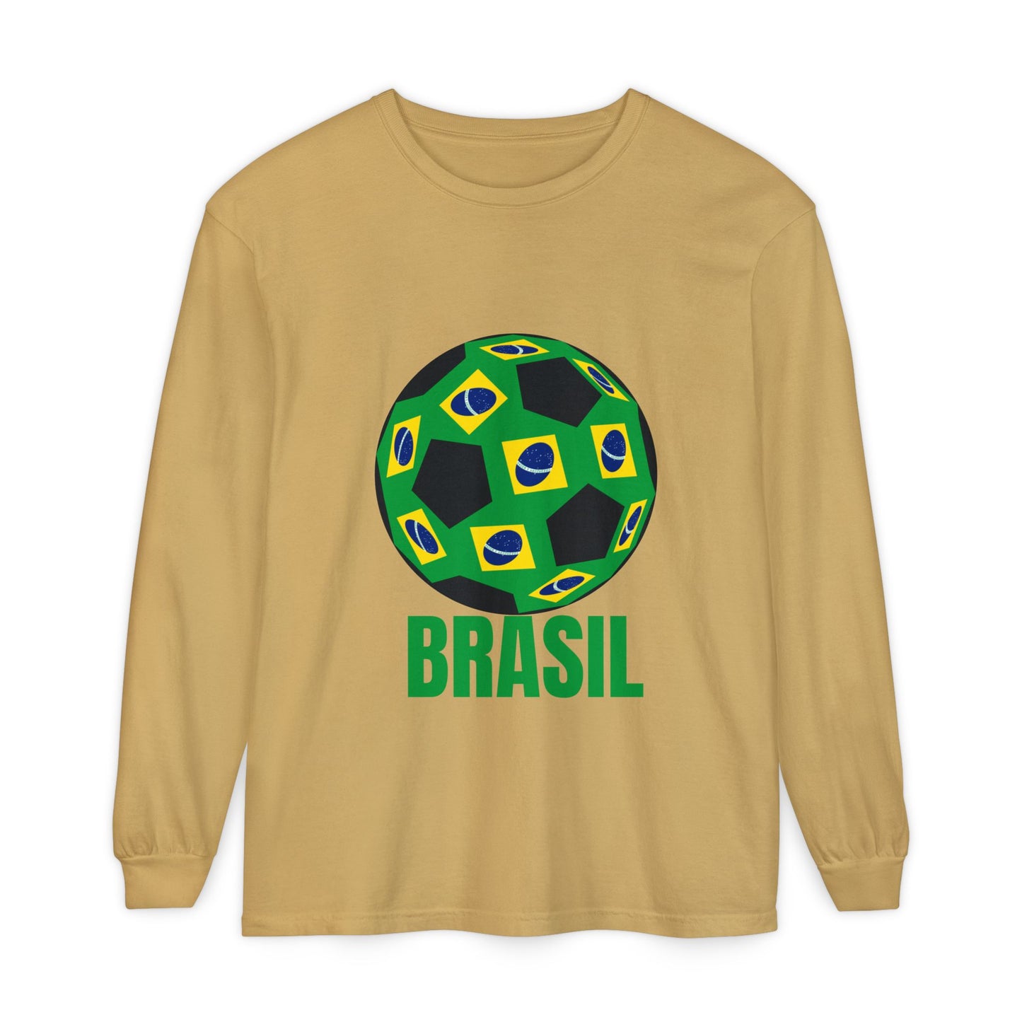 Brasil Fan Specialty Soccer Ball Design Long Sleeve T Shirt