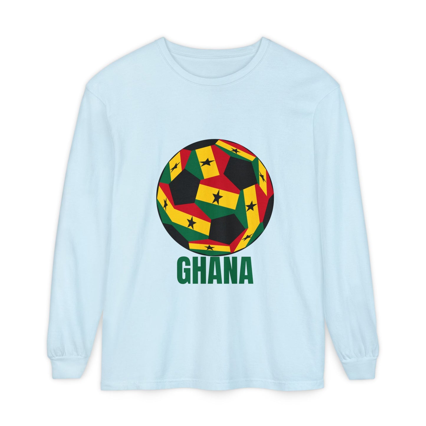 Ghana Fan Specialty Soccer Ball Design Long Sleeve Tee
