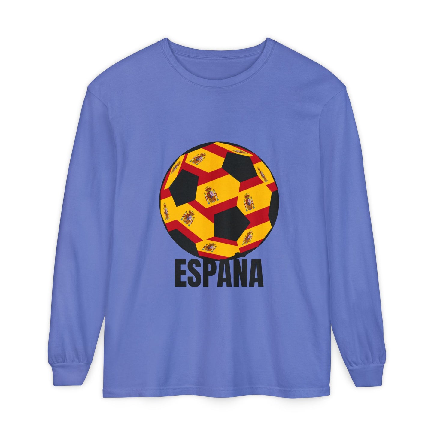 España Soccer Ball Design Long Sleeve Tee Black Text