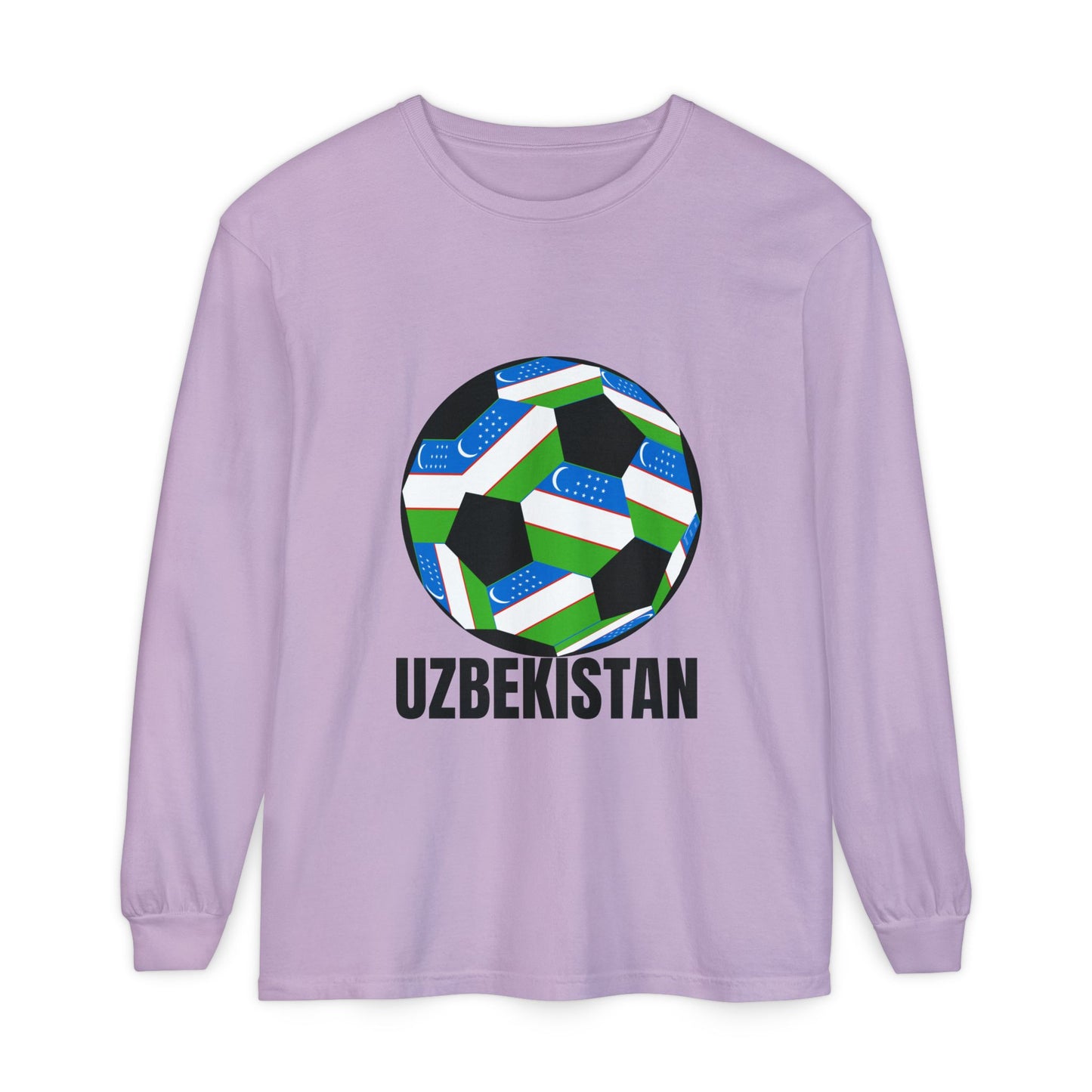 Uzbekistan Fan Specialty Soccer Ball Design Long Sleeve Tee