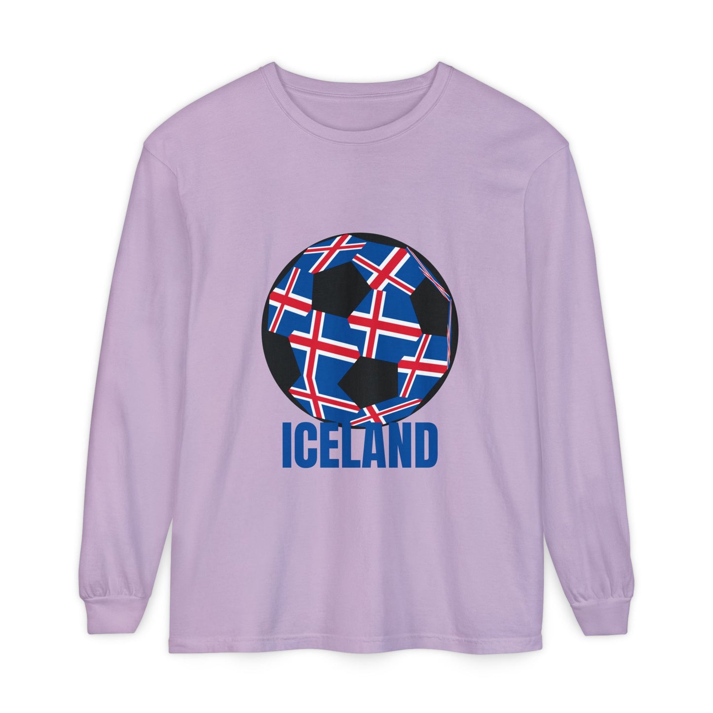 Iceland Fan Specialty Soccer Ball Design Long Sleeve Tee