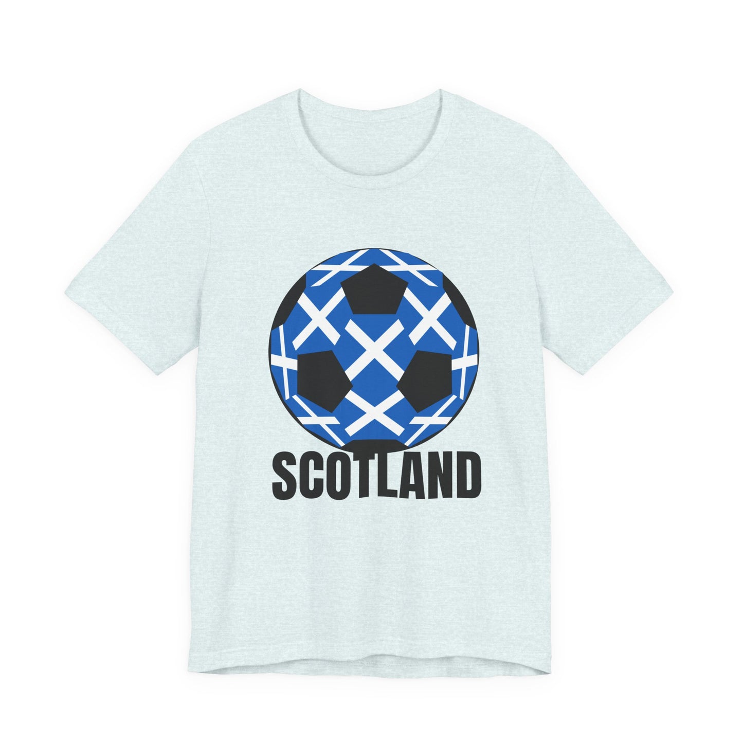 Scotland Fan Specialty Soccer Ball Design T Shirt Black Text