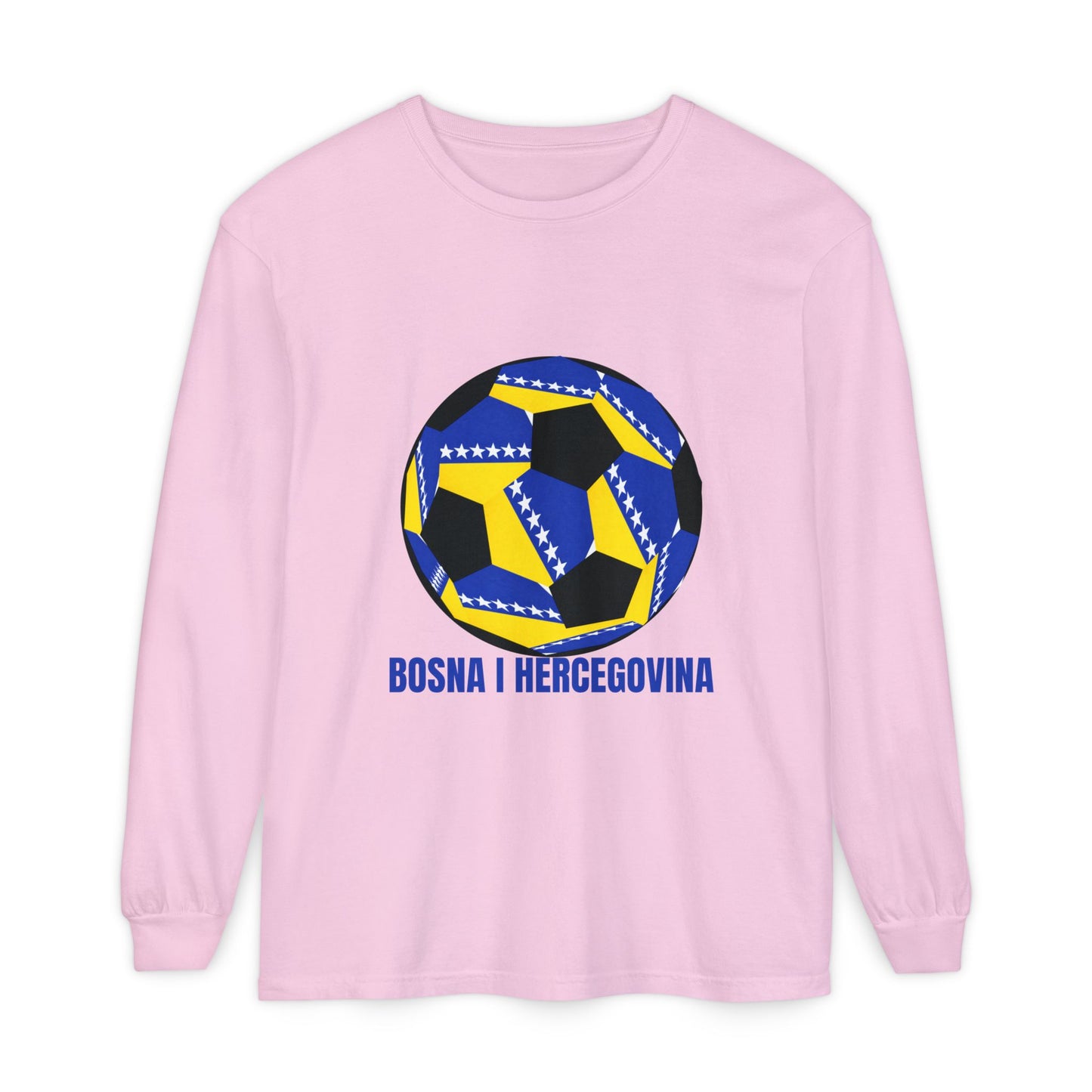 Bosnia Herzegovina Fan Specialty Soccer Ball Design Long Sleeve Tee