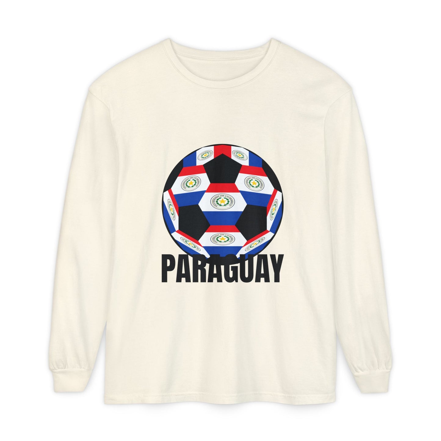Paraguay Fan Specialty Soccer Ball Design Long Sleeve Tee