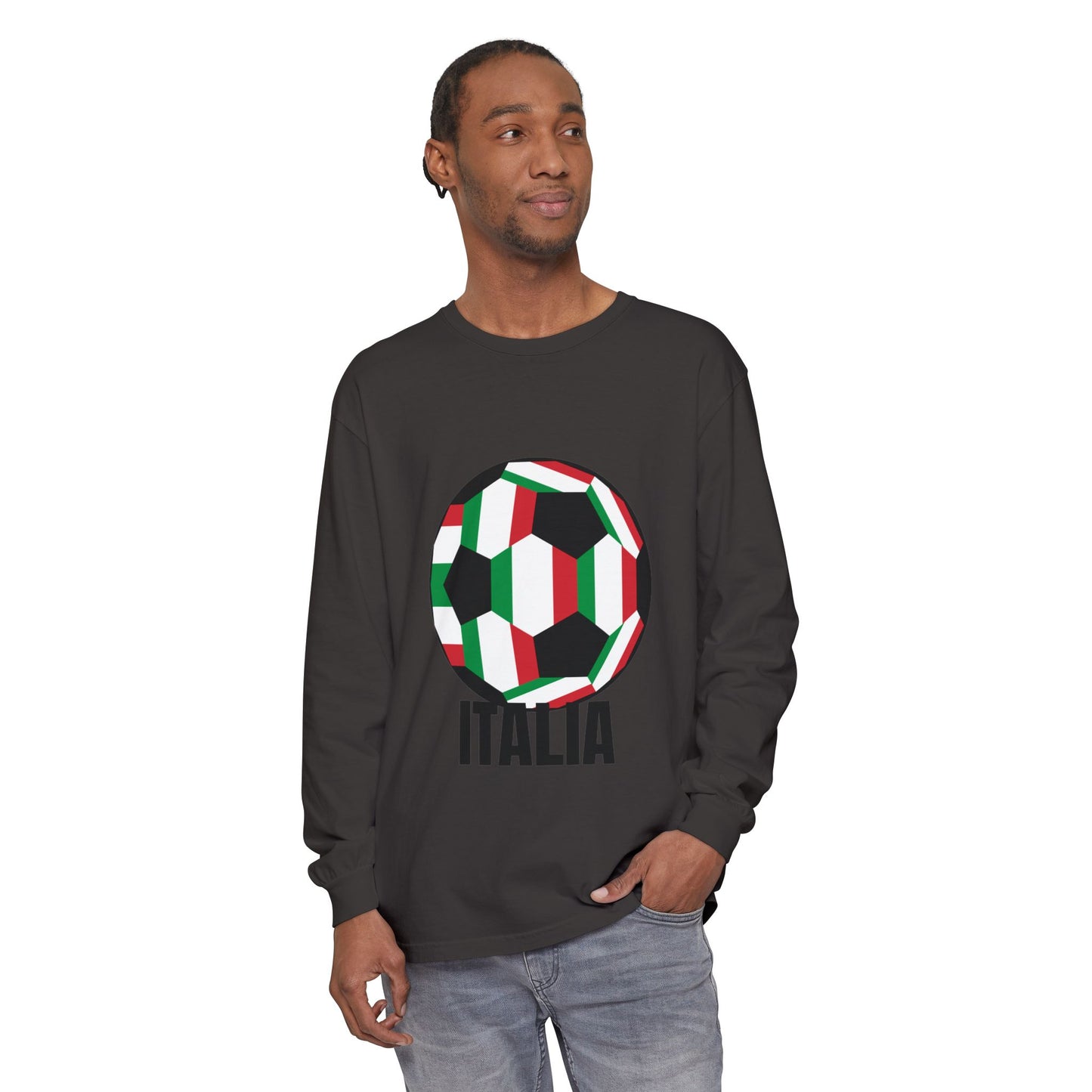 Italia Fan Specialty Soccer Ball Design Long Sleeve Tee