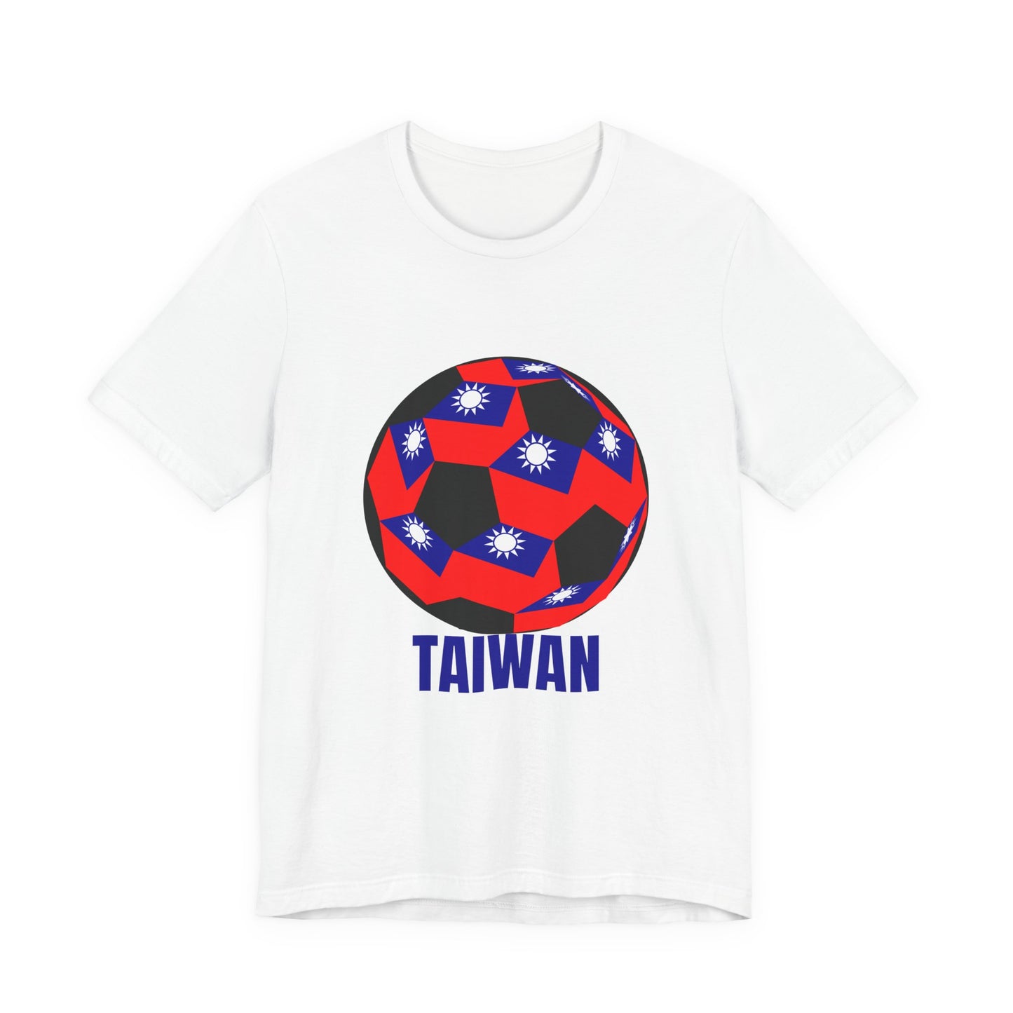 Taiwan Flag Soccer Ball Design T Shirt Blue Text