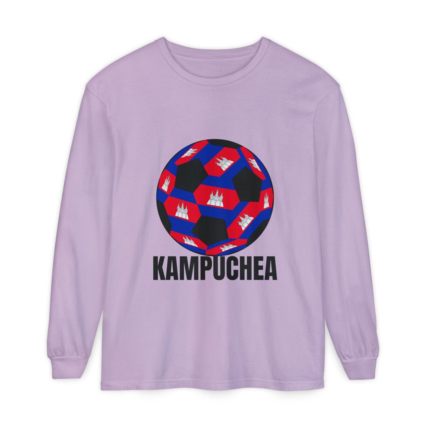 Kampuchea Fan Specialty Soccer Ball Design Long Sleeve Tee