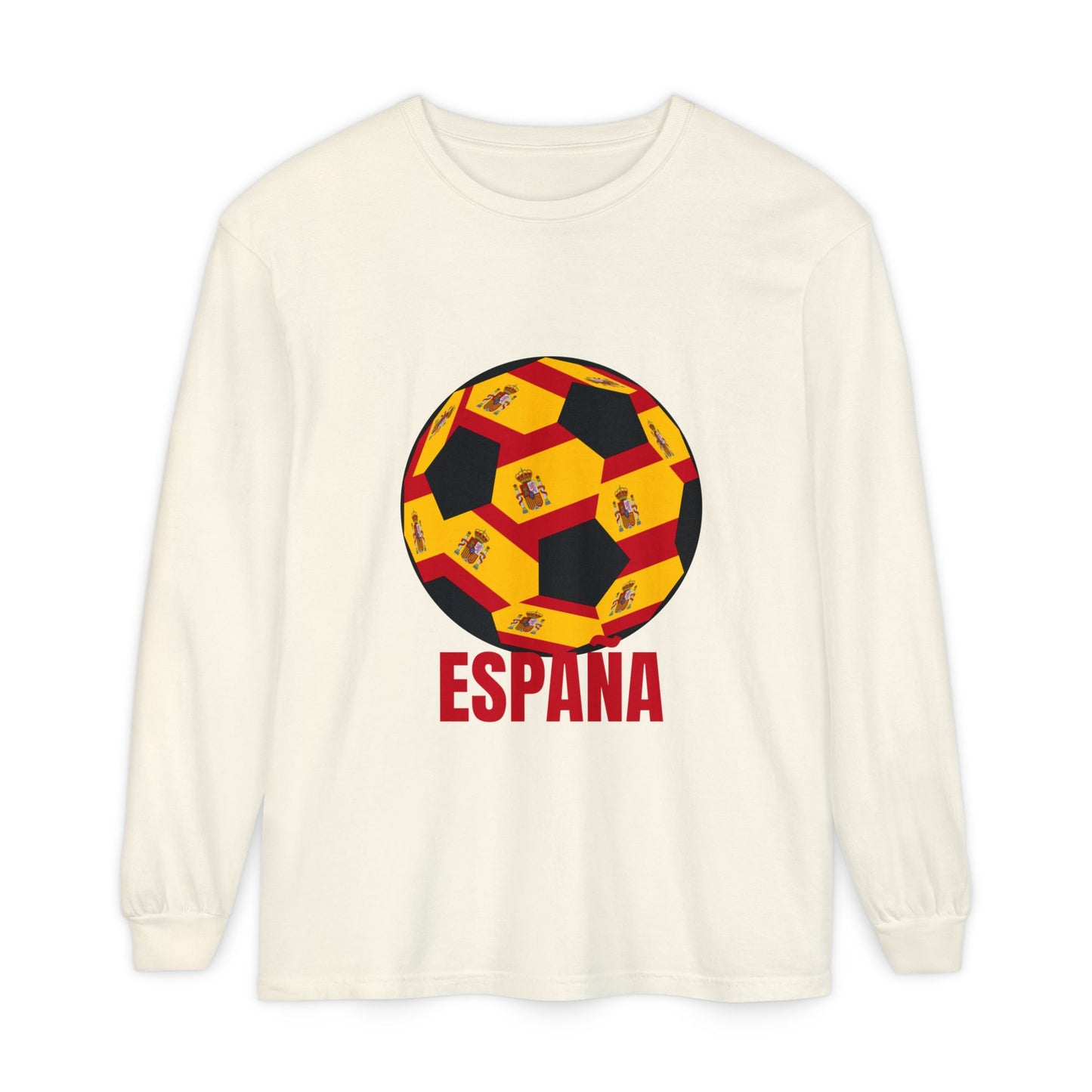 España Soccer Ball Design Long Sleeve Shirt Red Text
