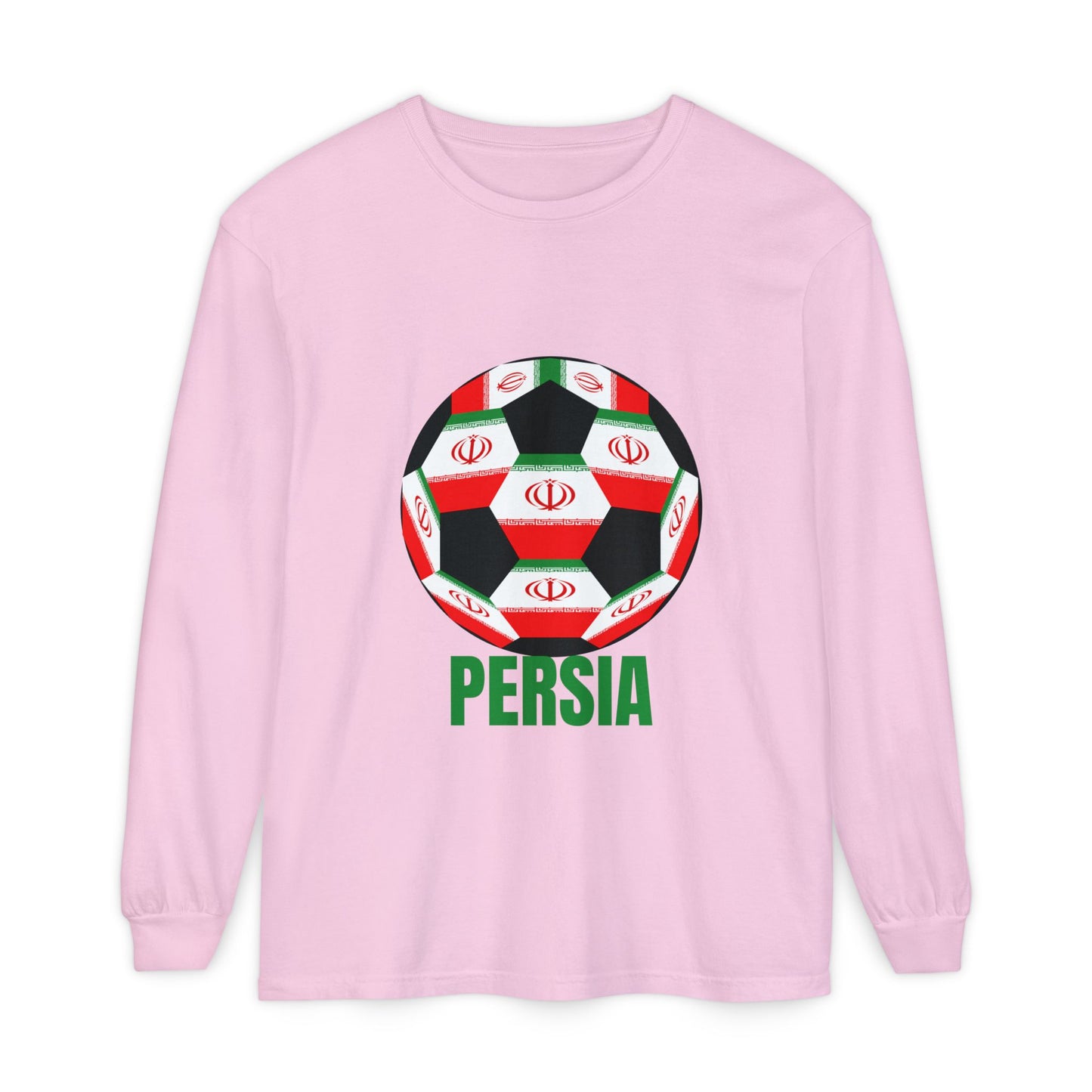 Persia Fan Specialty Soccer Ball Design Long Sleeve Tee
