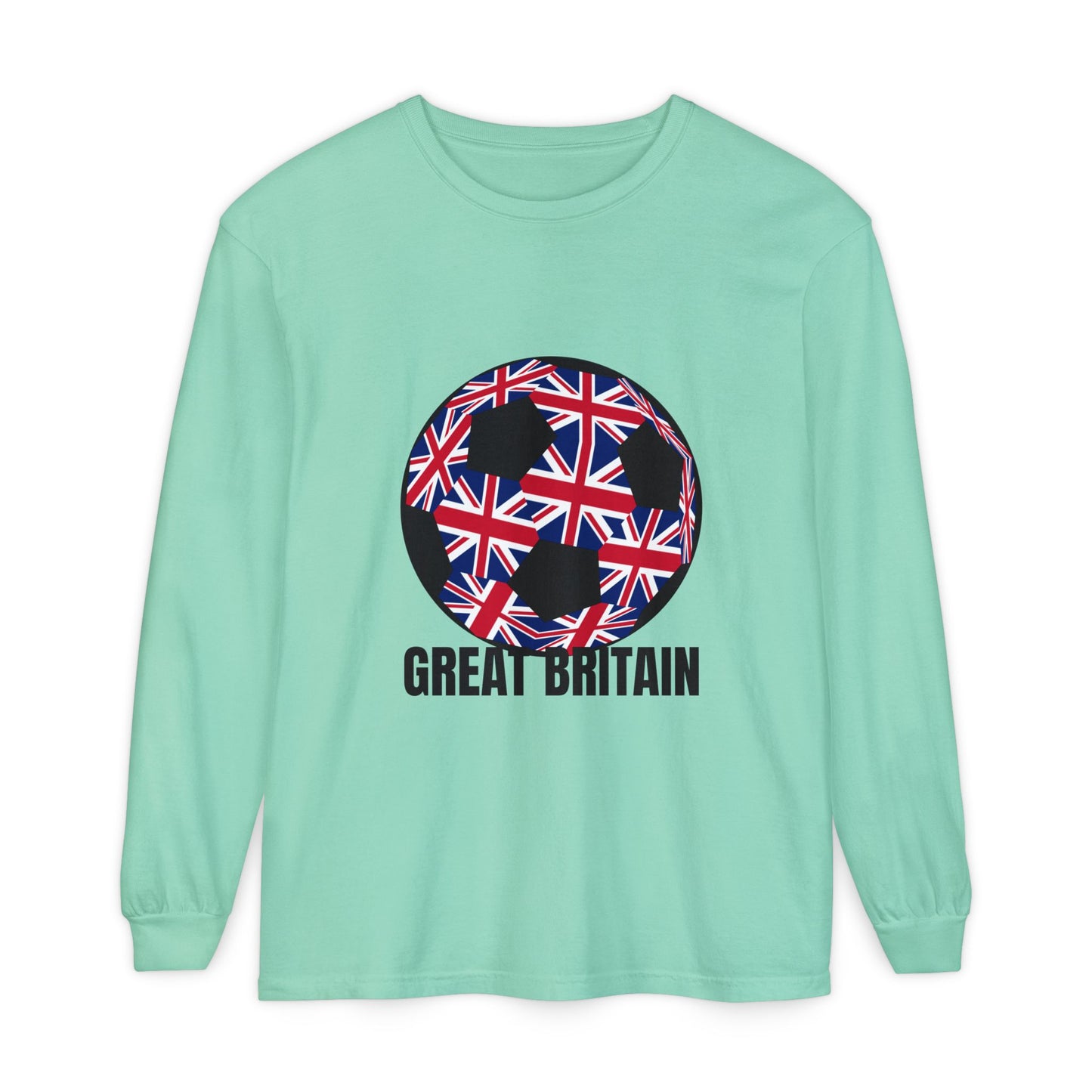 Great Britain Fan Specialty Soccer Ball Design Long Sleeve T-Shirt