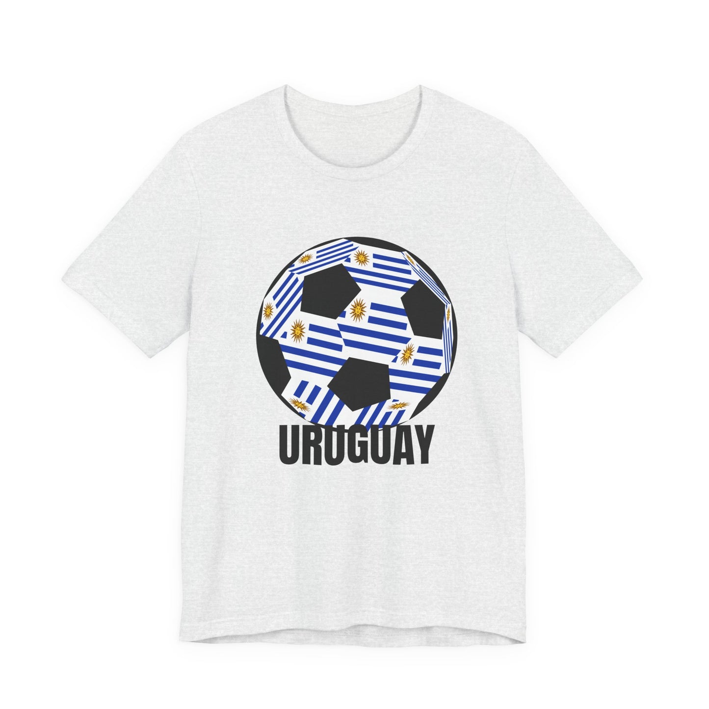 Uruguay Fan Specialty Soccer Ball Design T Shirt Black Text