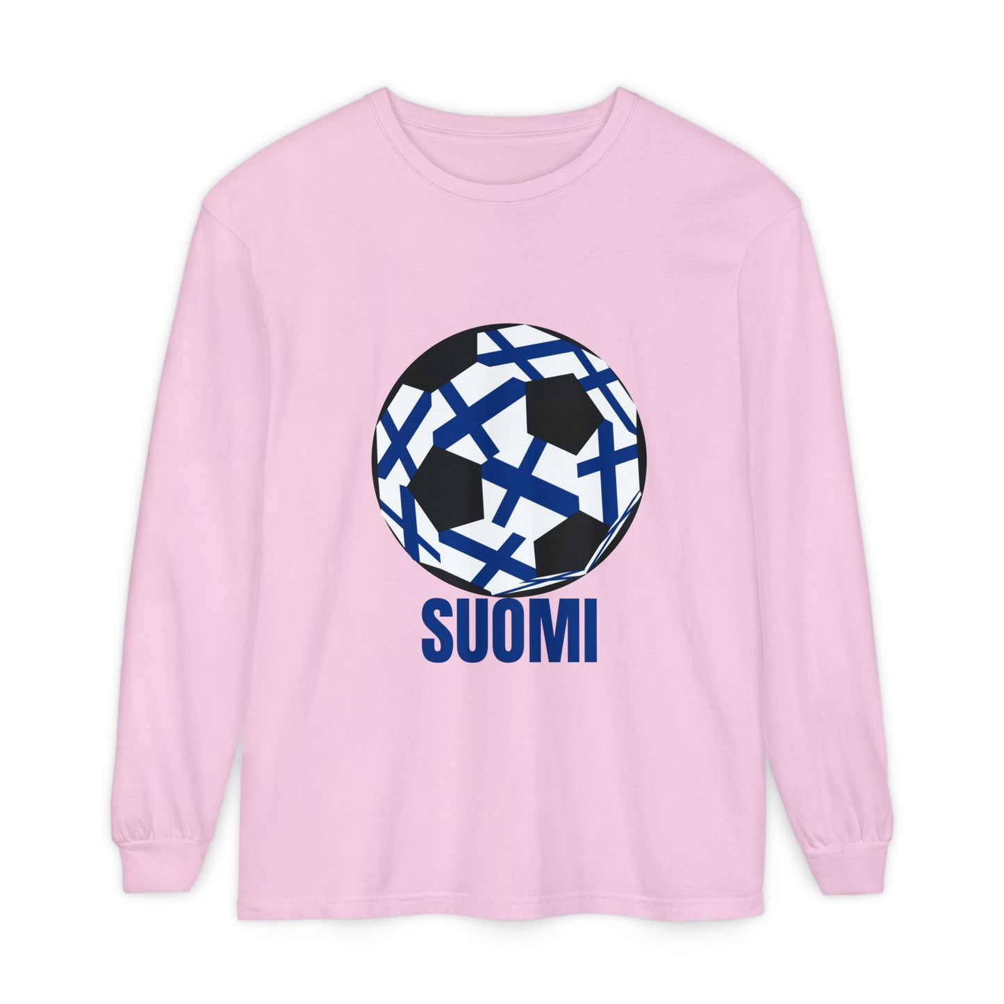 Suomi Fan Specialty Soccer Ball Design Long Sleeve Tee