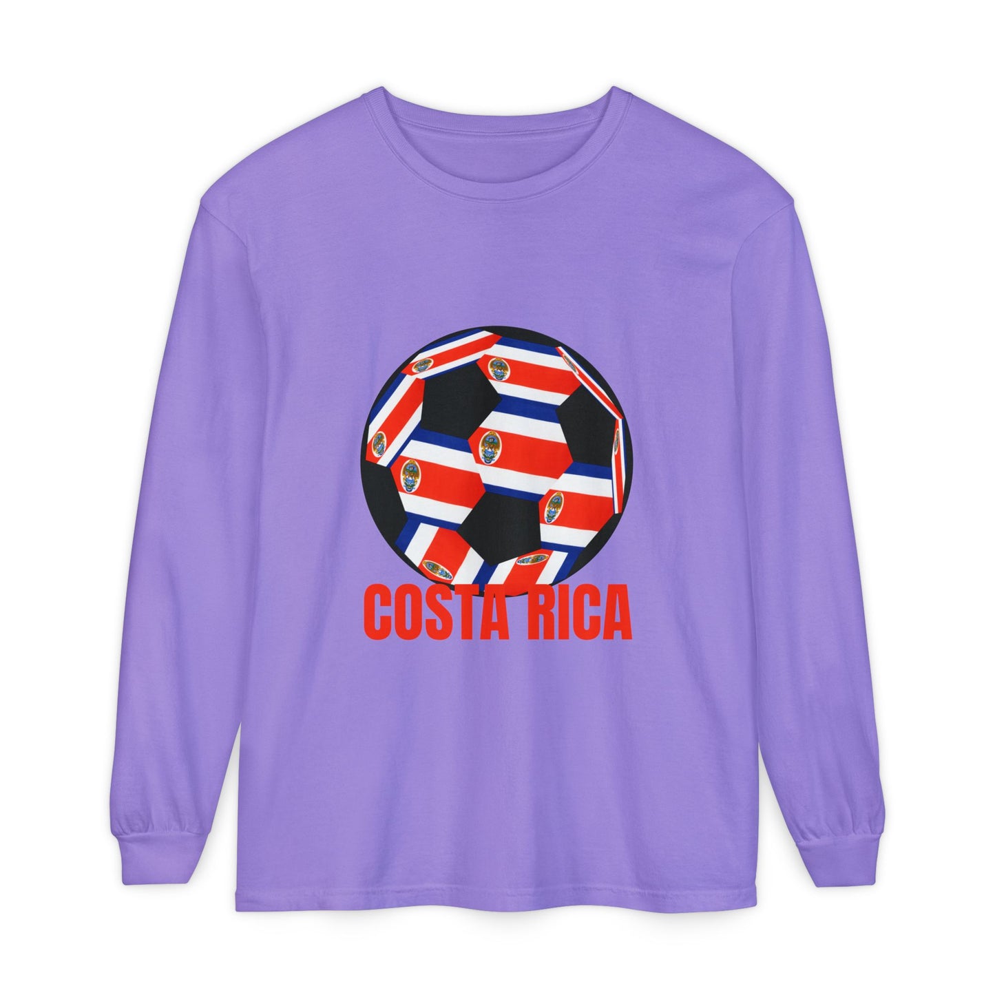 Costa Rica Fan Specialty Soccer Ball Design Long Sleeve Tee