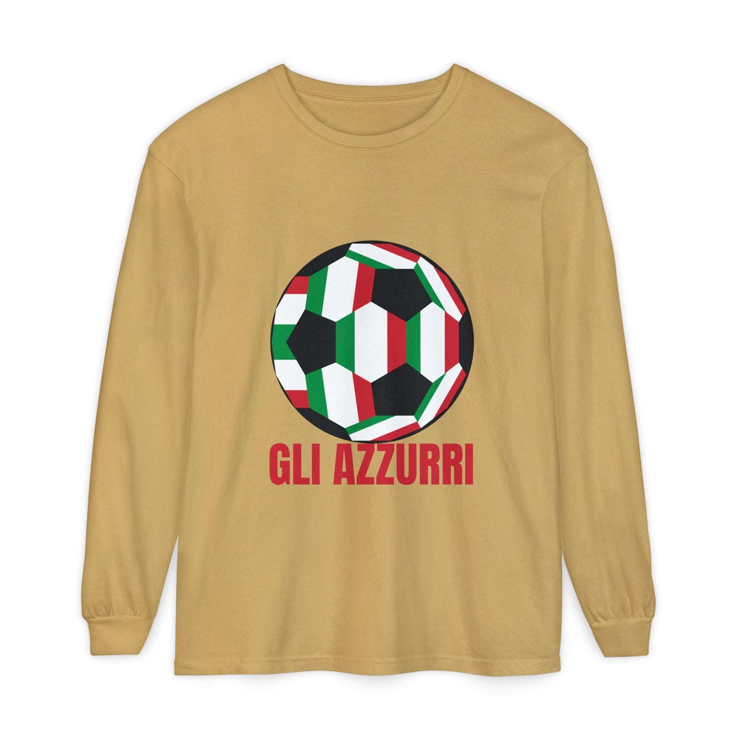 Gli Azzurri Fan Specialty Soccer Ball Design Long Sleeve Tee