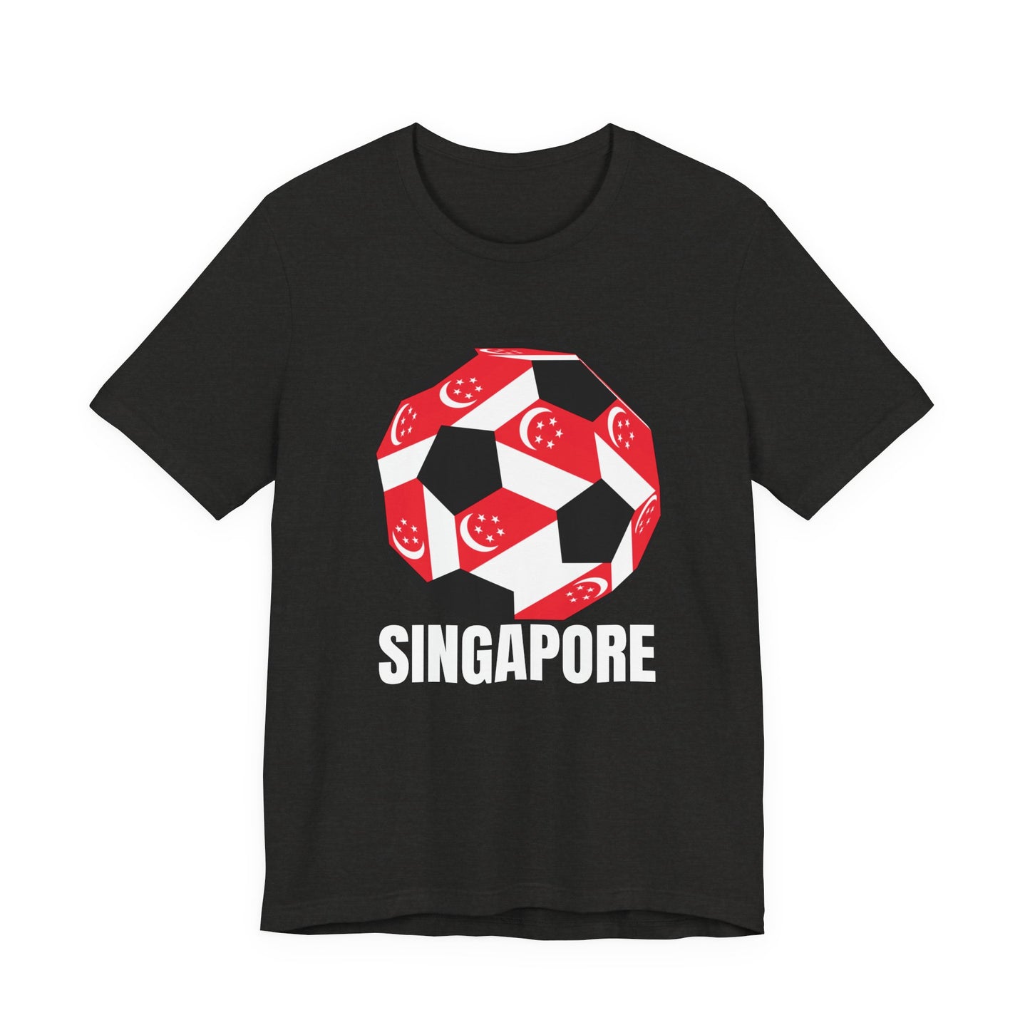 Singapore Fan Specialty Soccer Ball Design T Shirt White Text