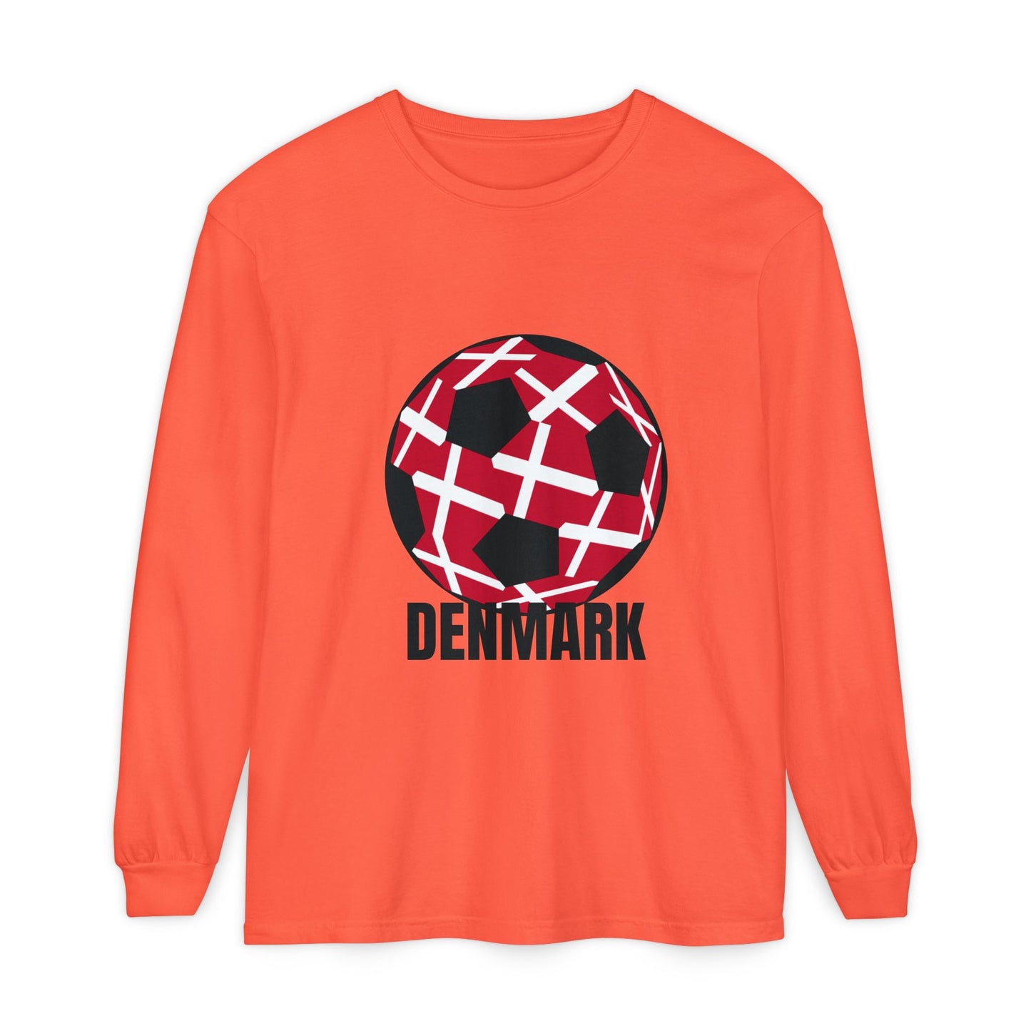 Denmark Fan Specialty Soccer Ball Design Long Sleeve T-Shirt
