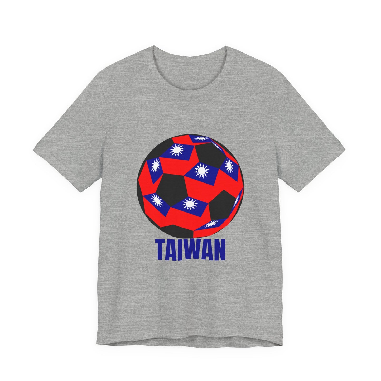 Taiwan Flag Soccer Ball Design T Shirt Blue Text
