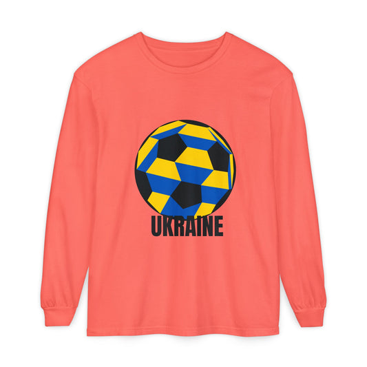Ukraine Fan Specialty Soccer Ball Design Long Sleeve Shirt