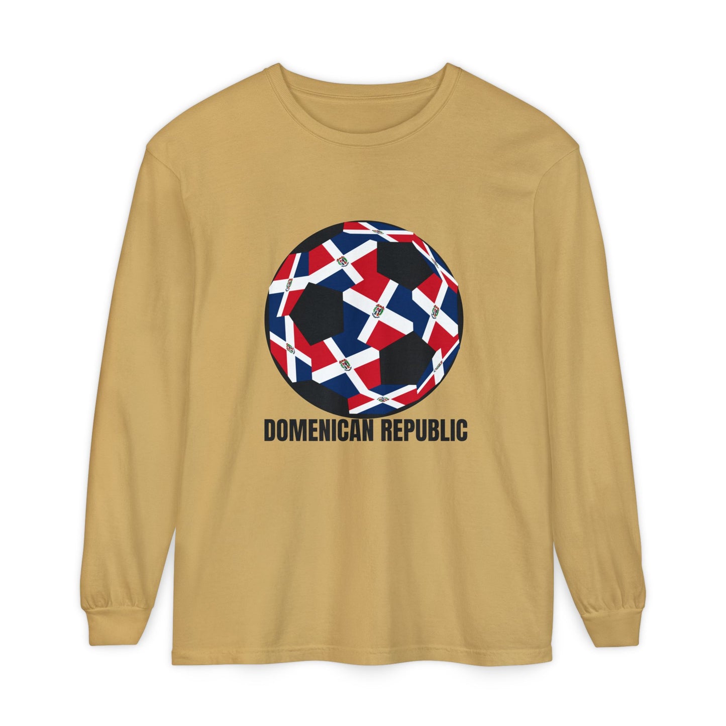 Domenican Republic Fan Specialty Soccer Ball Design Long Sleeve Tee