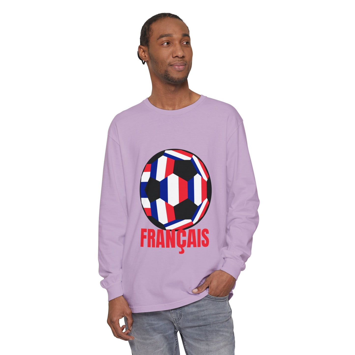 Francais Fan Specialty Soccer Ball Design Long Sleeve Tee