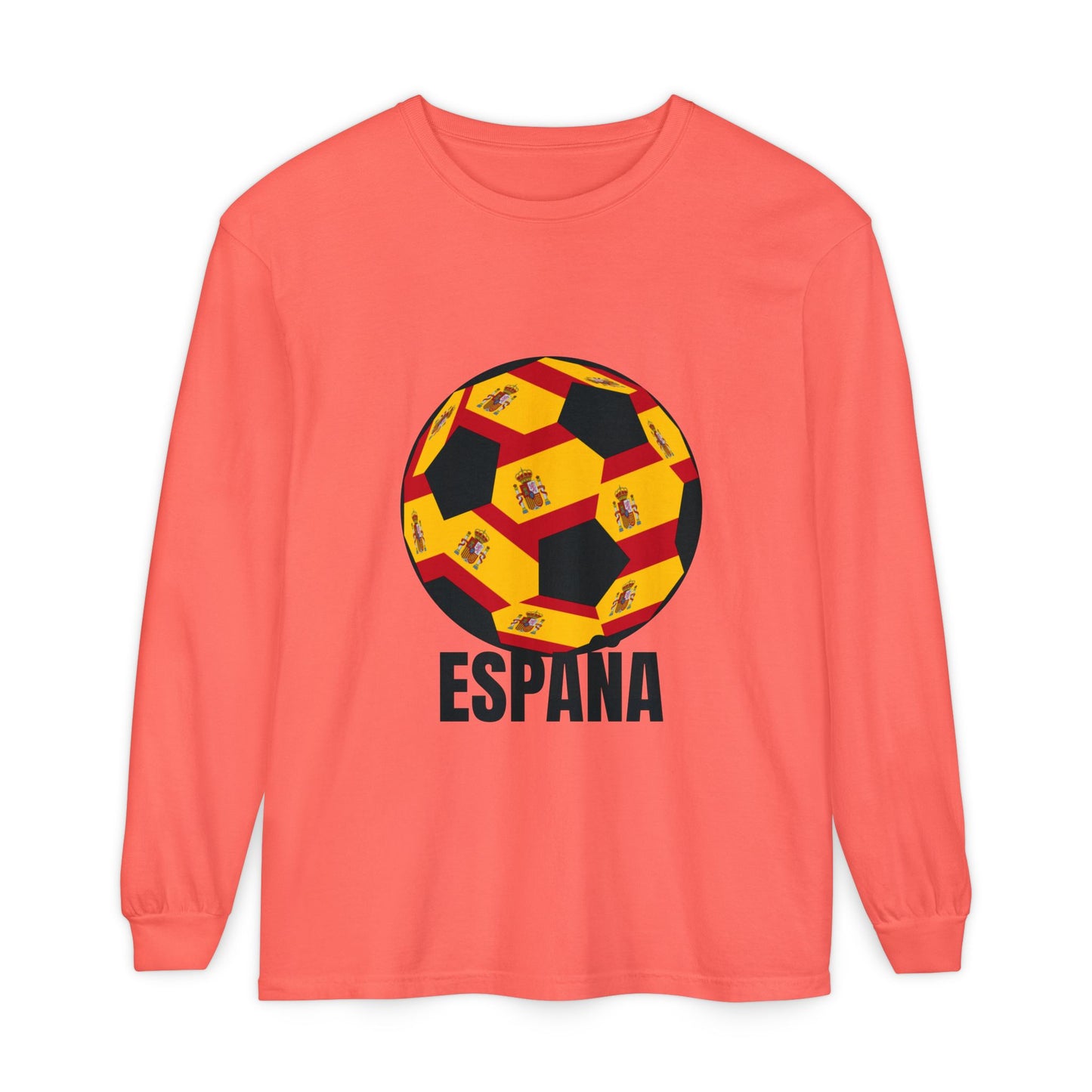 España Soccer Ball Design Long Sleeve Tee Black Text